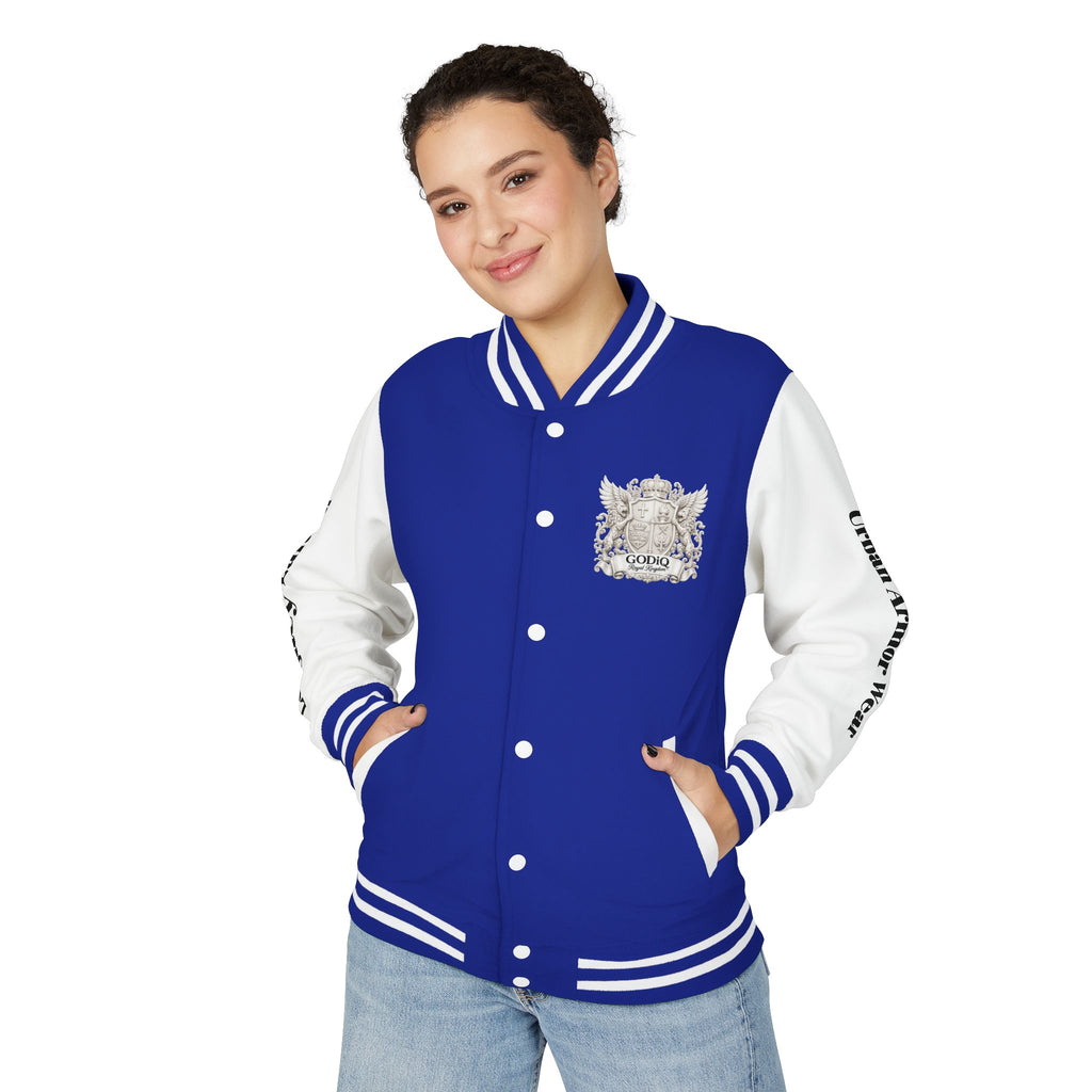 GODiQ Royal Kingdom™ Crest Letterman Jacket – Luxury Christian Varsity Jacket | Premium Heritage Streetwear | Urban Armor Wear™ Collegiate Bomber Coat