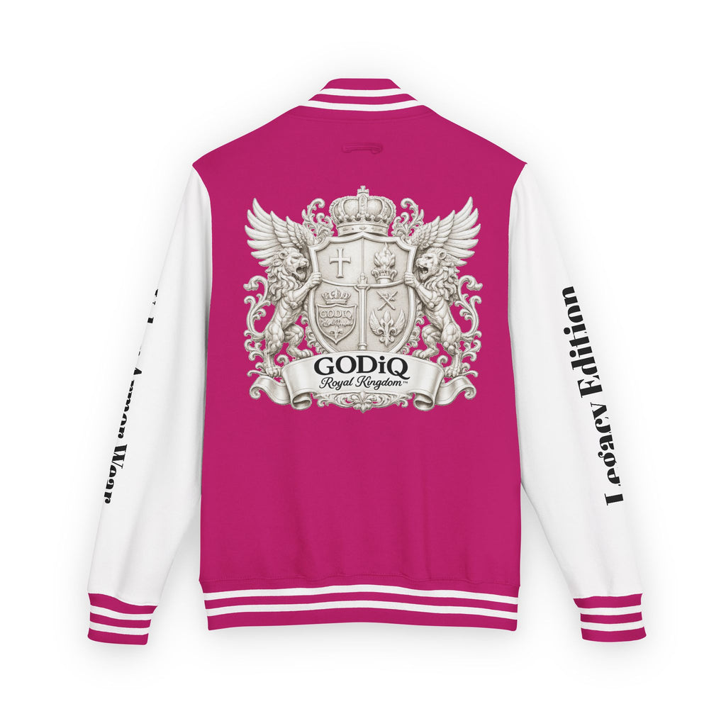 GODiQ Royal Kingdom™ Crest Letterman Jacket – Luxury Christian Varsity Jacket | Premium Heritage Streetwear | Urban Armor Wear™ Collegiate Bomber Coat