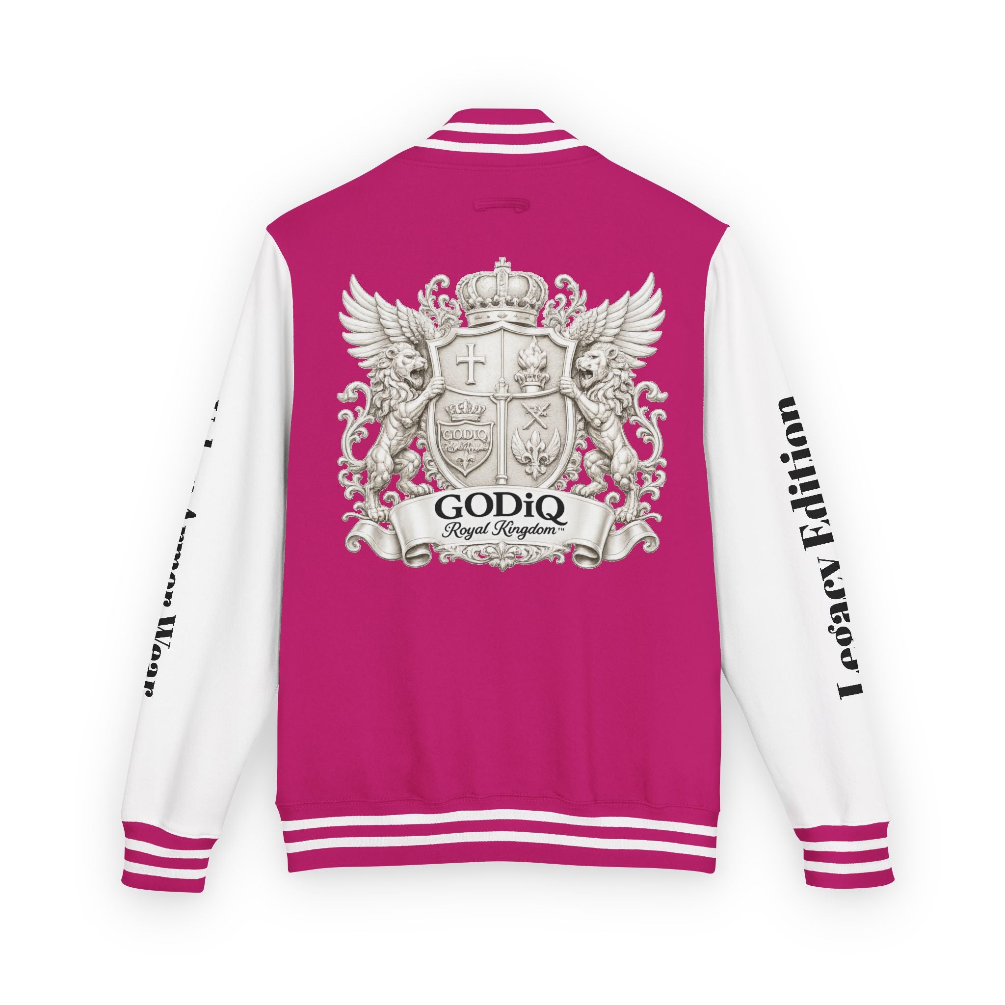GODiQ Royal Kingdom™ Crest Letterman Jacket – Luxury Christian Varsity Jacket | Premium Heritage Streetwear | Urban Armor Wear™ Collegiate Bomber Coat