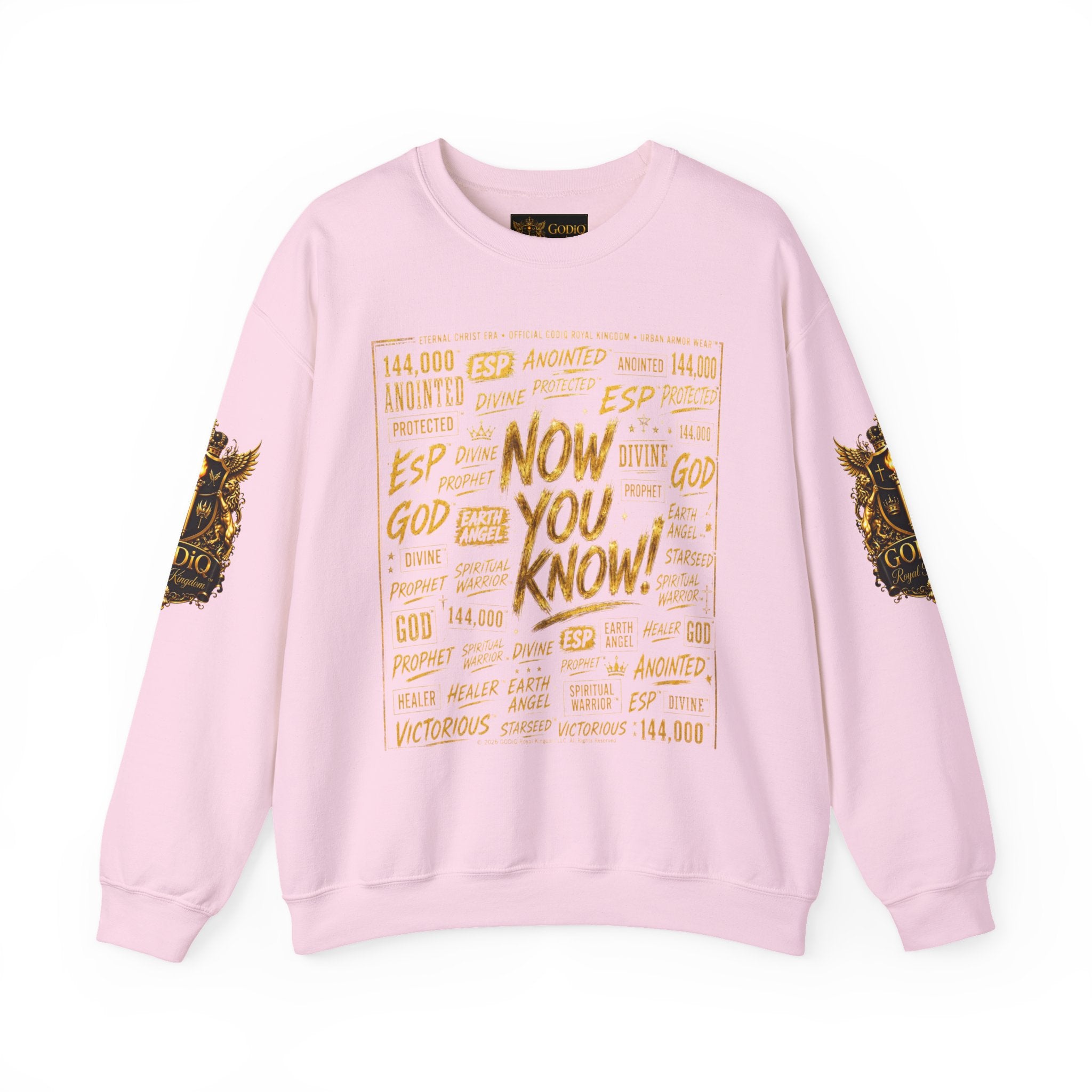 GODiQ Royal Kingdom™ Urban Armor Wear – "Now You Know" 18K Gold Graphic Unisex Crewneck Sweatshirt