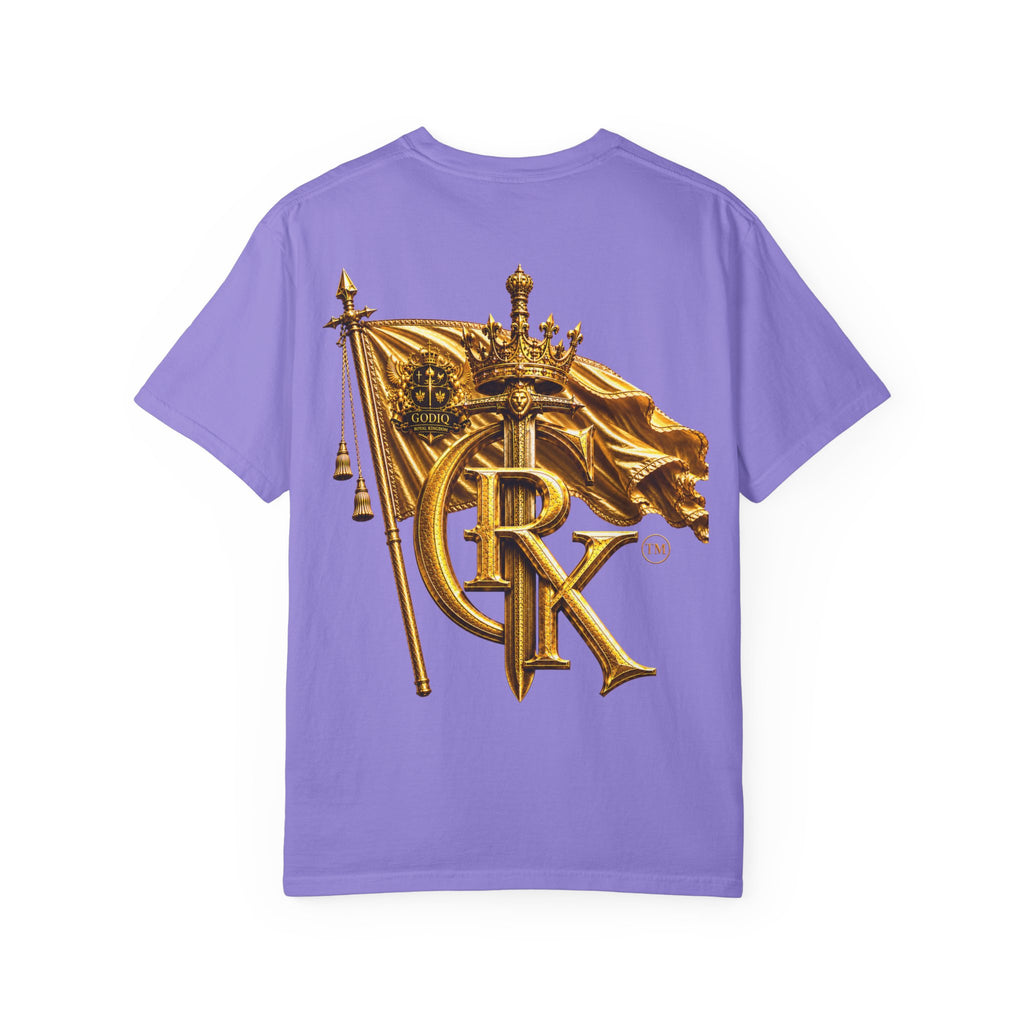 GODiQ Royal Kingdom™ Royal Crest T-Shirt – Luxury Christian Coat of Arms Graphic Tee | Premium Garment-Dyed Faith Apparel | Regal Kingdom Streetwear