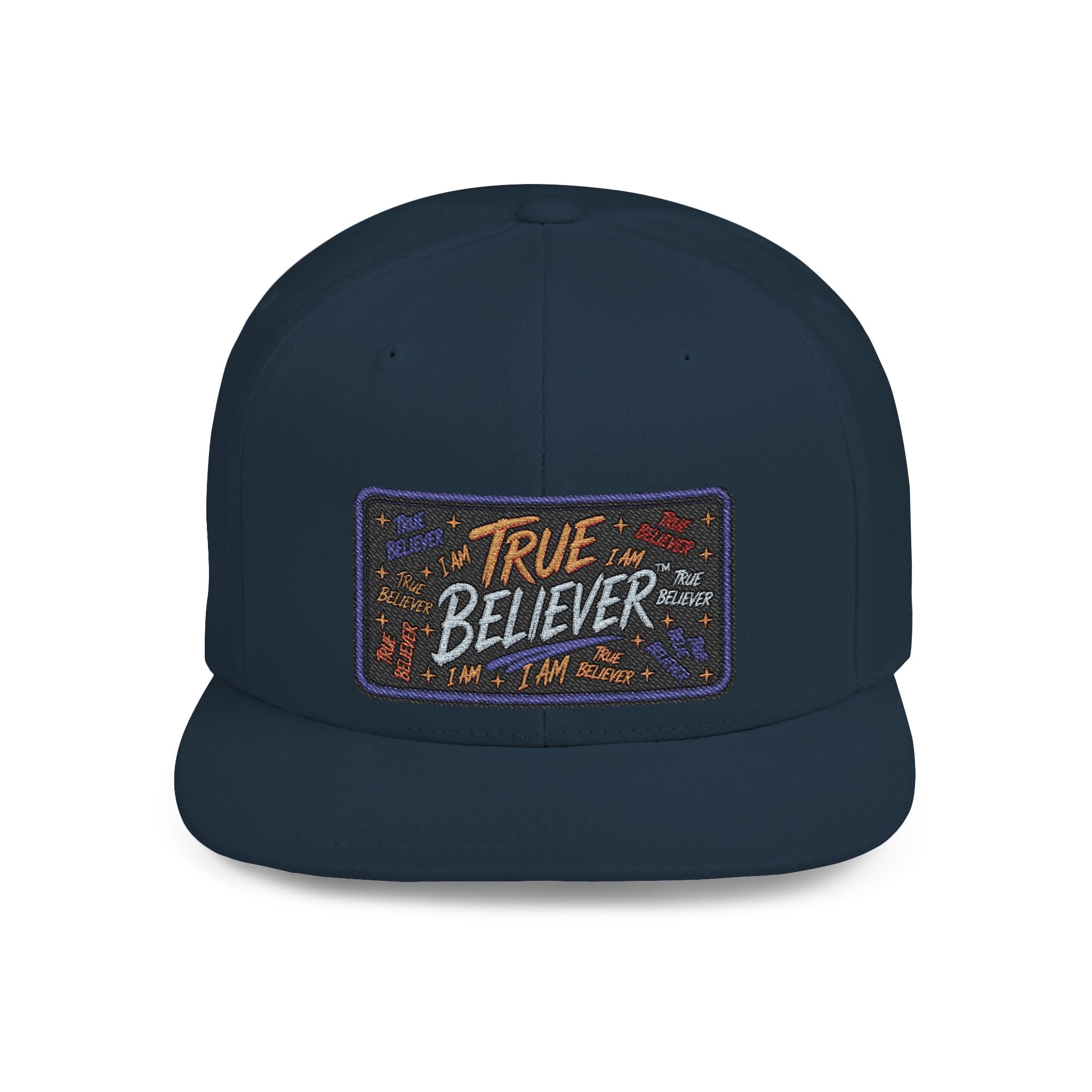 GODiQ Royal Kingdom™ Urban Armor Wear – True Believer Vintage Embroidered Patch Flat Bill Snapback Hat