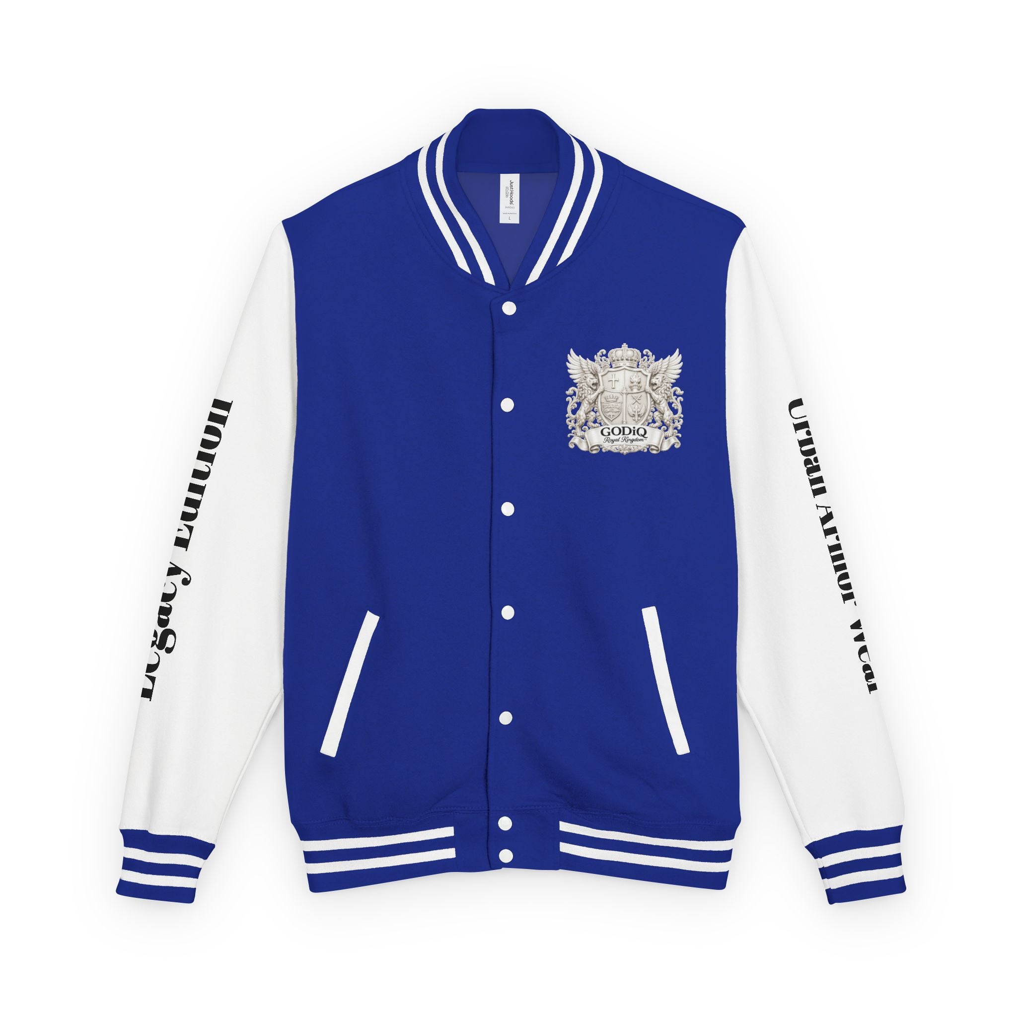 GODiQ Royal Kingdom™ Crest Letterman Jacket – Luxury Christian Varsity Jacket | Premium Heritage Streetwear | Urban Armor Wear™ Collegiate Bomber Coat