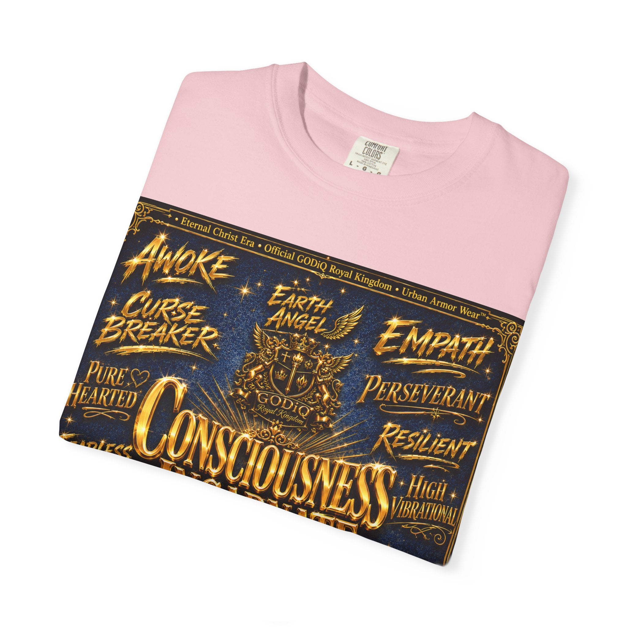 GODiQ Consciousness Incarnate™ Christian Graphic T-Shirt – Luxury Garment-Dyed Faith Apparel | "Awake For All Eternity!" Premium Heavyweight Tee | GODiQ Royal Kingdom™ Urban Armor Wear