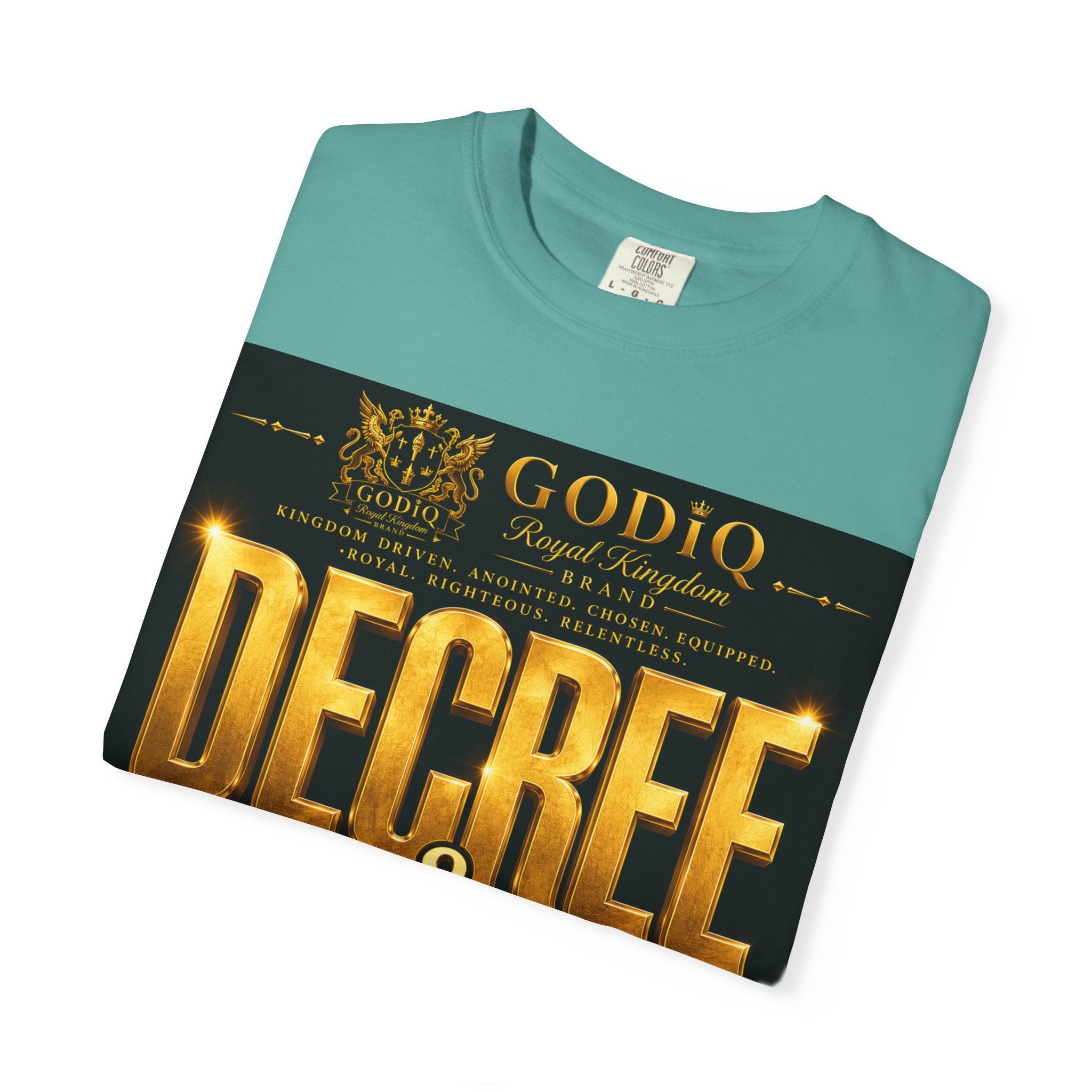 GODiQ Royal Kingdom™ Decree & Declare Christian T-Shirt – Premium Inspirational Faith Tee | "I Am Delivered, Healed, Renewed" Scripture Apparel | Comfort Colors 1717