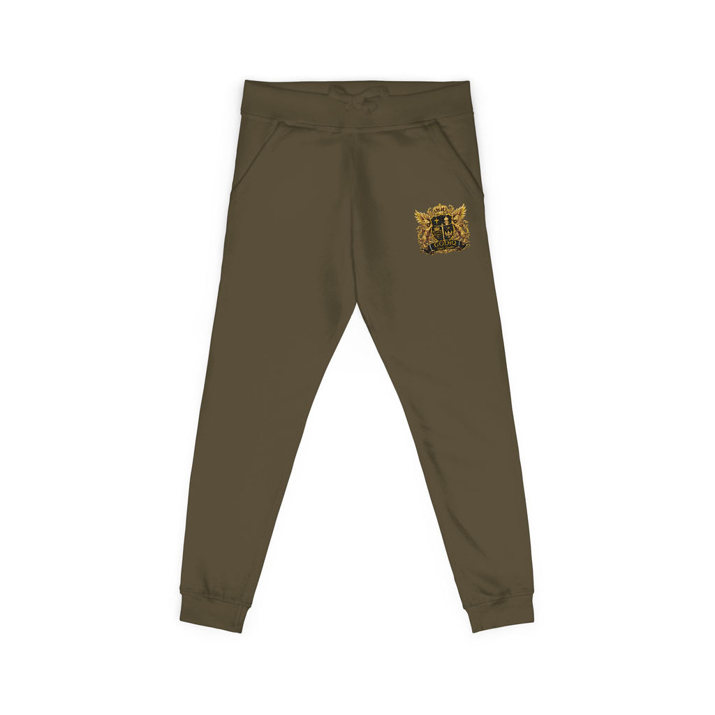 GODiQ Royal Kingdom™ CRK Sovereign Crest Embroidered Fleece Joggers – Luxury Christian Sweatpants | Premium Gold Crown Sword Logo | Kingdom Lifestyle Apparel