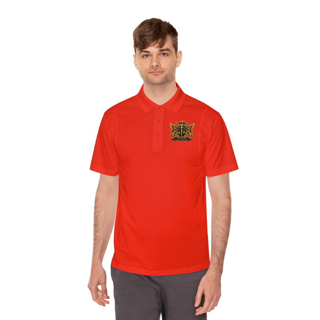 GODiQ Royal Kingdom™ Psalm 91 Men's Performance Polo – Premium Christian Golf Shirt | Luxury Gold Scripture Polo | Moisture-Wicking Faith Apparel