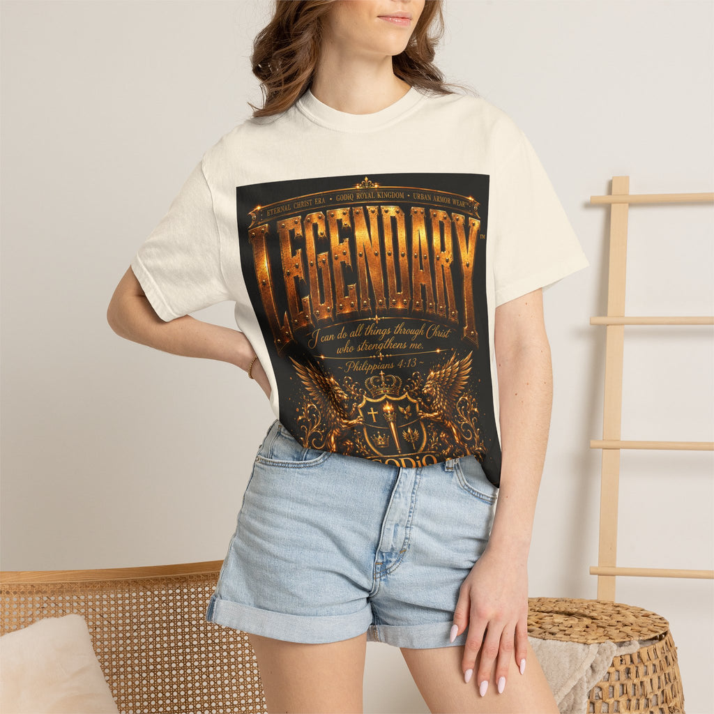 Legendary Impact™ Graphic T-Shirt – Luxury Christian Streetwear | Premium Garment-Dyed Heavyweight Tee | GODiQ Urban Armor™