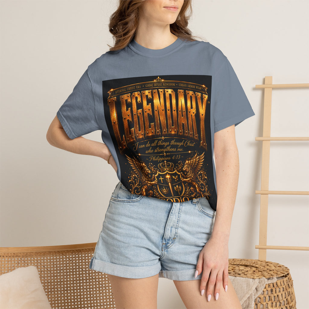 Legendary Impact™ Graphic T-Shirt – Luxury Christian Streetwear | Premium Garment-Dyed Heavyweight Tee | GODiQ Urban Armor™