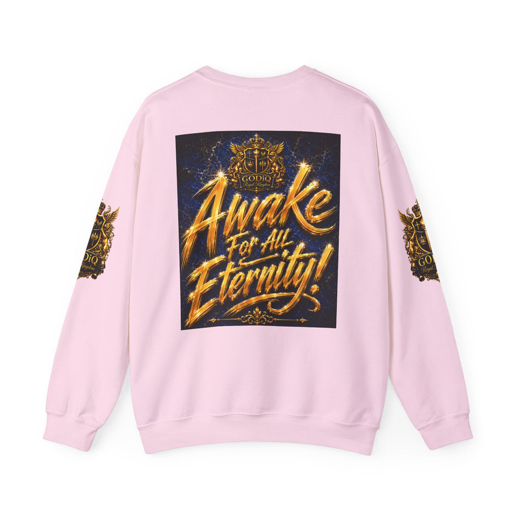 Consciousness Incarnate™ Crewneck Sweatshirt – Luxury Christian Graphic Sweatshirt | "Awake For All Eternity" Premium Kingdom Apparel | GODiQ Royal Kingdom™ Urban Armor Wear