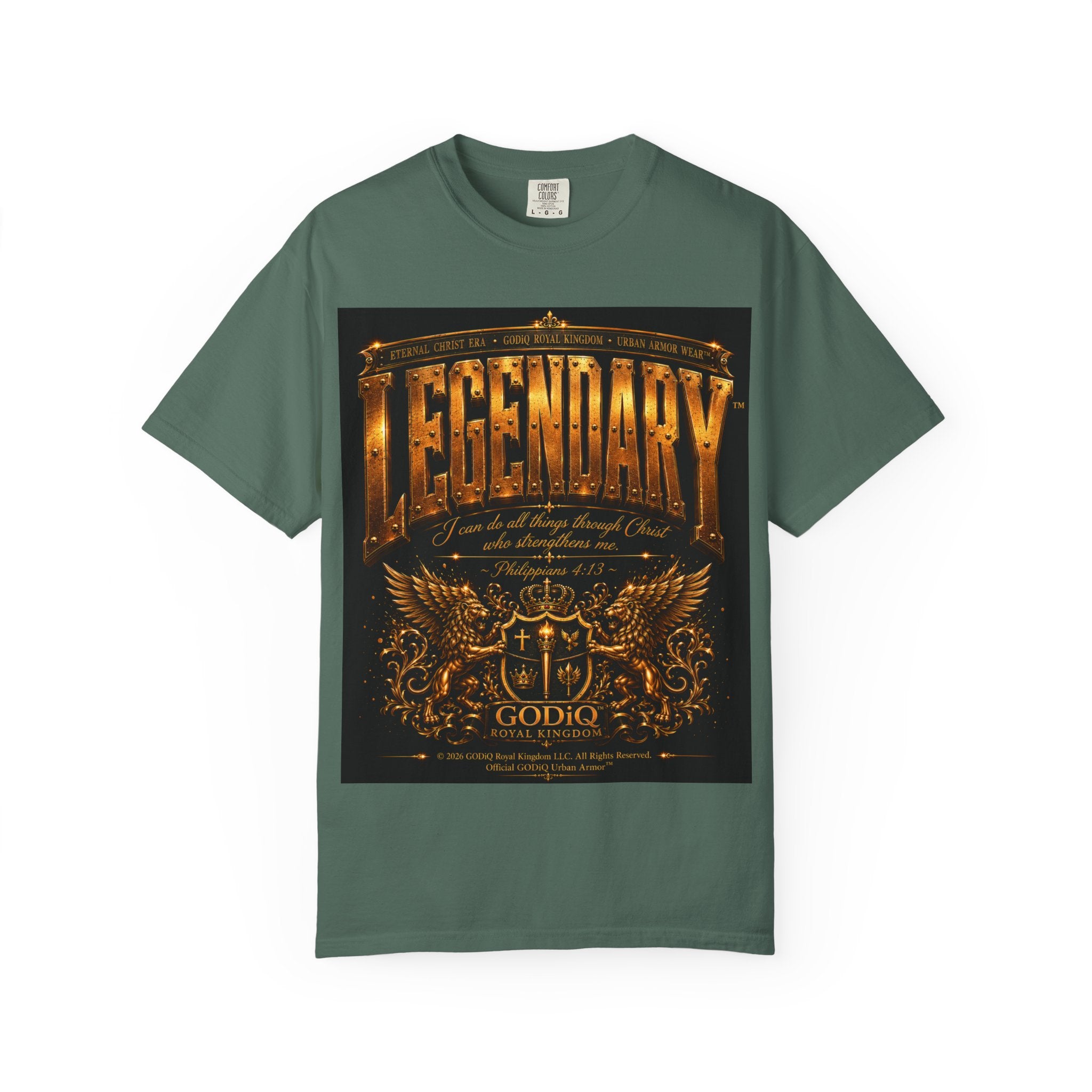 Legendary Impact™ Graphic T-Shirt – Luxury Christian Streetwear | Premium Garment-Dyed Heavyweight Tee | GODiQ Urban Armor™