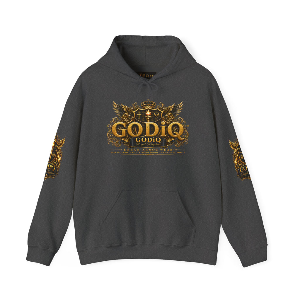 GODiQ™ Royal Kingdom Signature Crest Hoodie – Urban Armor Wear™ Luxury Christian Hoodie | Premium Faith Streetwear Christian Streetwear