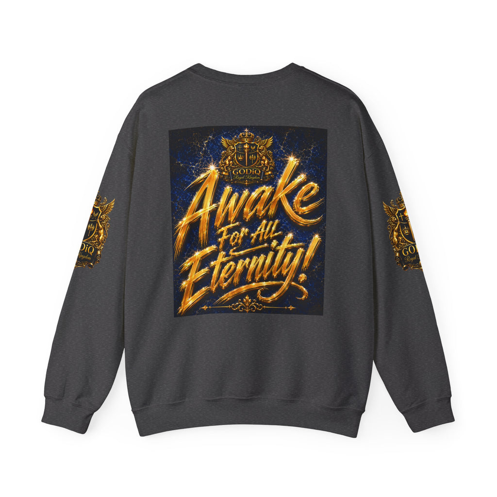 Consciousness Incarnate™ Crewneck Sweatshirt – Luxury Christian Graphic Sweatshirt | "Awake For All Eternity" Premium Kingdom Apparel | GODiQ Royal Kingdom™ Urban Armor Wear