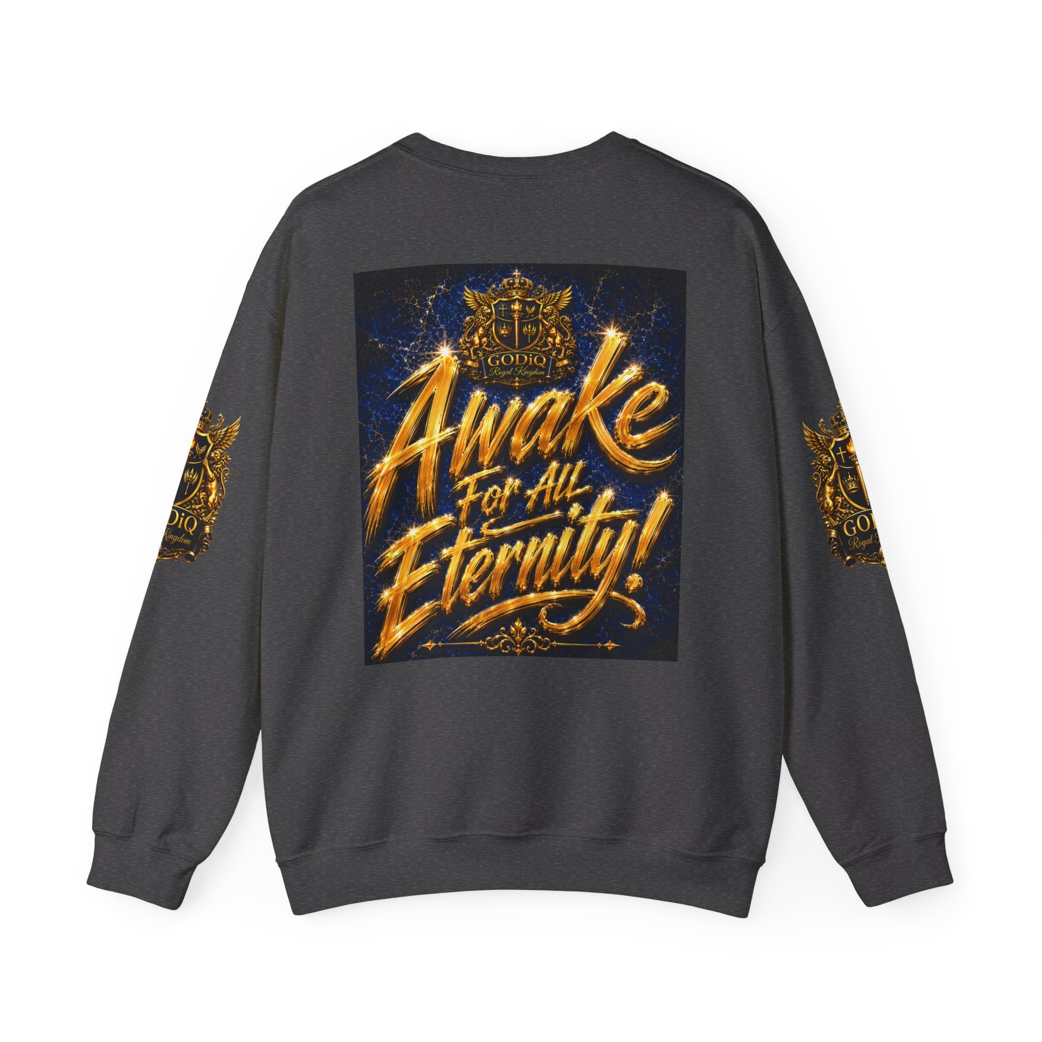 Consciousness Incarnate™ Crewneck Sweatshirt – Luxury Christian Graphic Sweatshirt | "Awake For All Eternity" Premium Kingdom Apparel | GODiQ Royal Kingdom™ Urban Armor Wear