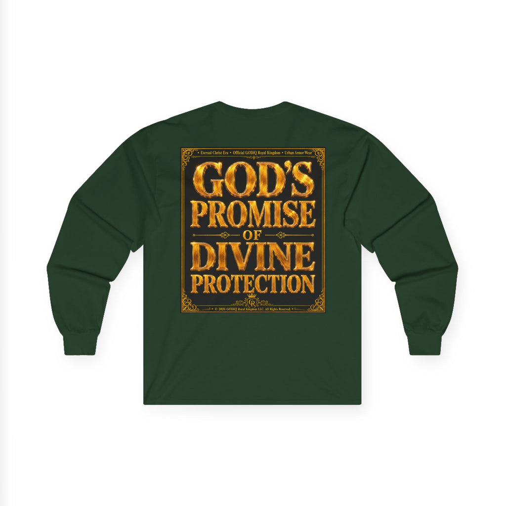 Psalm 91™ Long Sleeve Christian T-Shirt | God's Promise of Divine Protection | Premium Biblical Prayer Shirt | Luxury Faith-Based Scripture Apparel | GODiQ Royal Kingdom™ Urban Armor Wear
