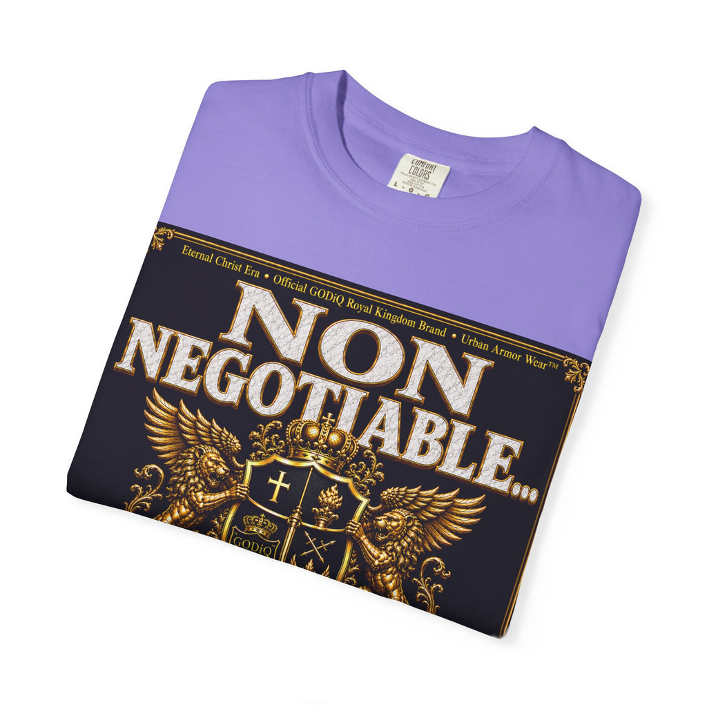 GODiQ™ Royal Kingdom Urban Armor Wear™ "NON NEGOTIABLE™: SOUL SOLD OUT FOR GOD™" Luxury Christian Graphic T-Shirt | Premium Faith Apparel | 24K Gold Heraldic Kingdom Statement Tee