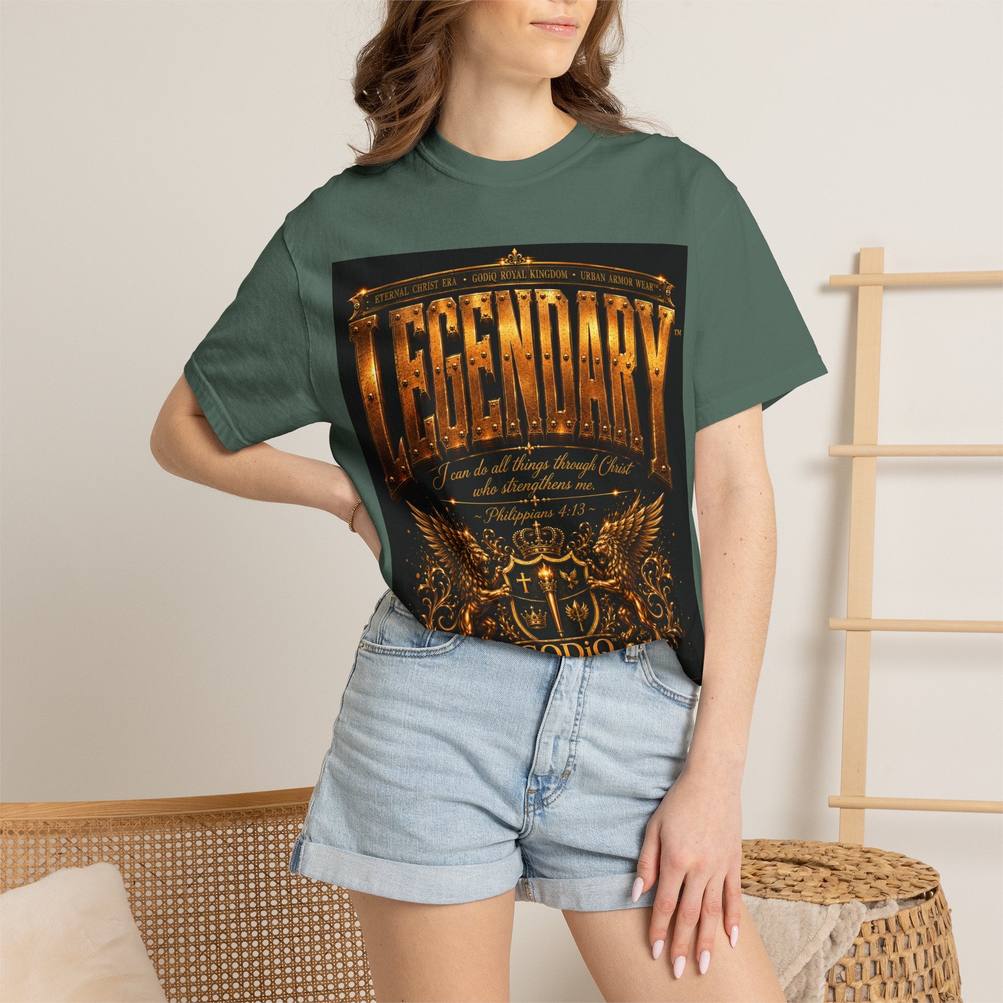 Legendary Impact™ Graphic T-Shirt – Luxury Christian Streetwear | Premium Garment-Dyed Heavyweight Tee | GODiQ Urban Armor™