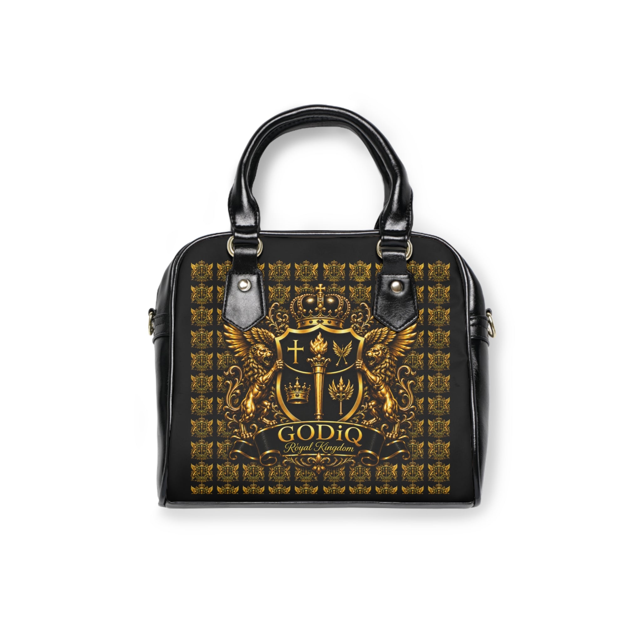 GODiQ Royal Kingdom™ Women's Ministry Shoulder Handbag – Luxury Christian Bible Purse | Premium 24K Gold Crest Designer Handbag | Elegant Church & Kingdom Tote
