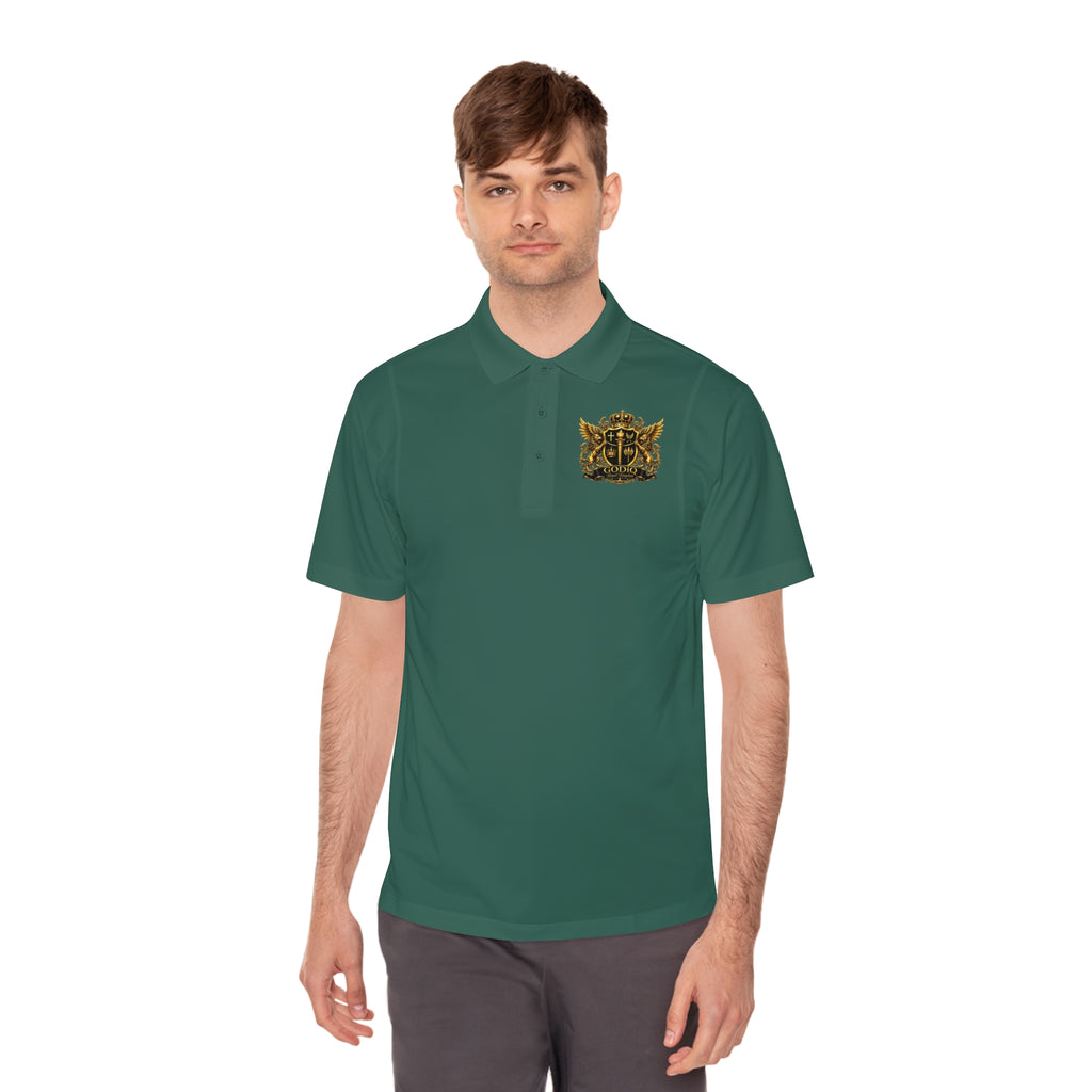 GODiQ Royal Kingdom™ Psalm 91 Men's Performance Polo – Premium Christian Golf Shirt | Luxury Gold Scripture Polo | Moisture-Wicking Faith Apparel