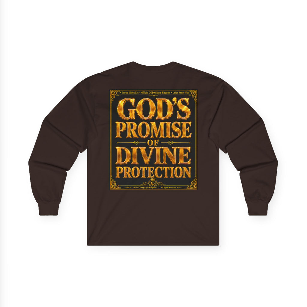 Psalm 91™ Long Sleeve Christian T-Shirt | God's Promise of Divine Protection | Premium Biblical Prayer Shirt | Luxury Faith-Based Scripture Apparel | GODiQ Royal Kingdom™ Urban Armor Wear
