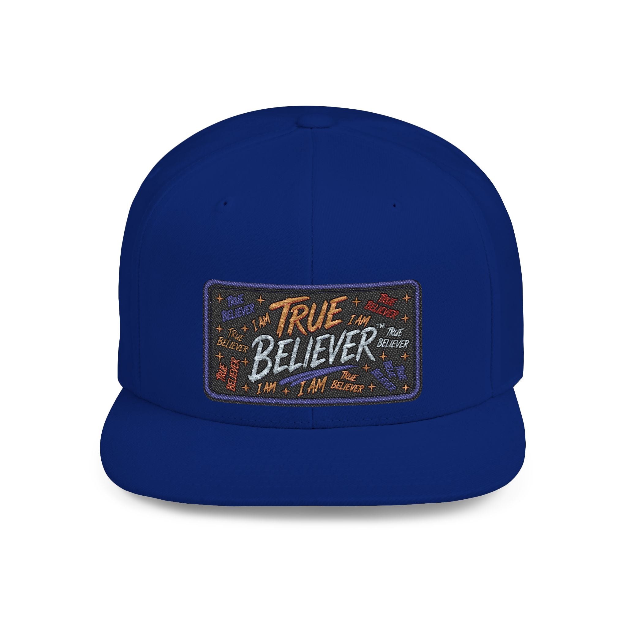 GODiQ Royal Kingdom™ Urban Armor Wear – True Believer Vintage Embroidered Patch Flat Bill Snapback Hat