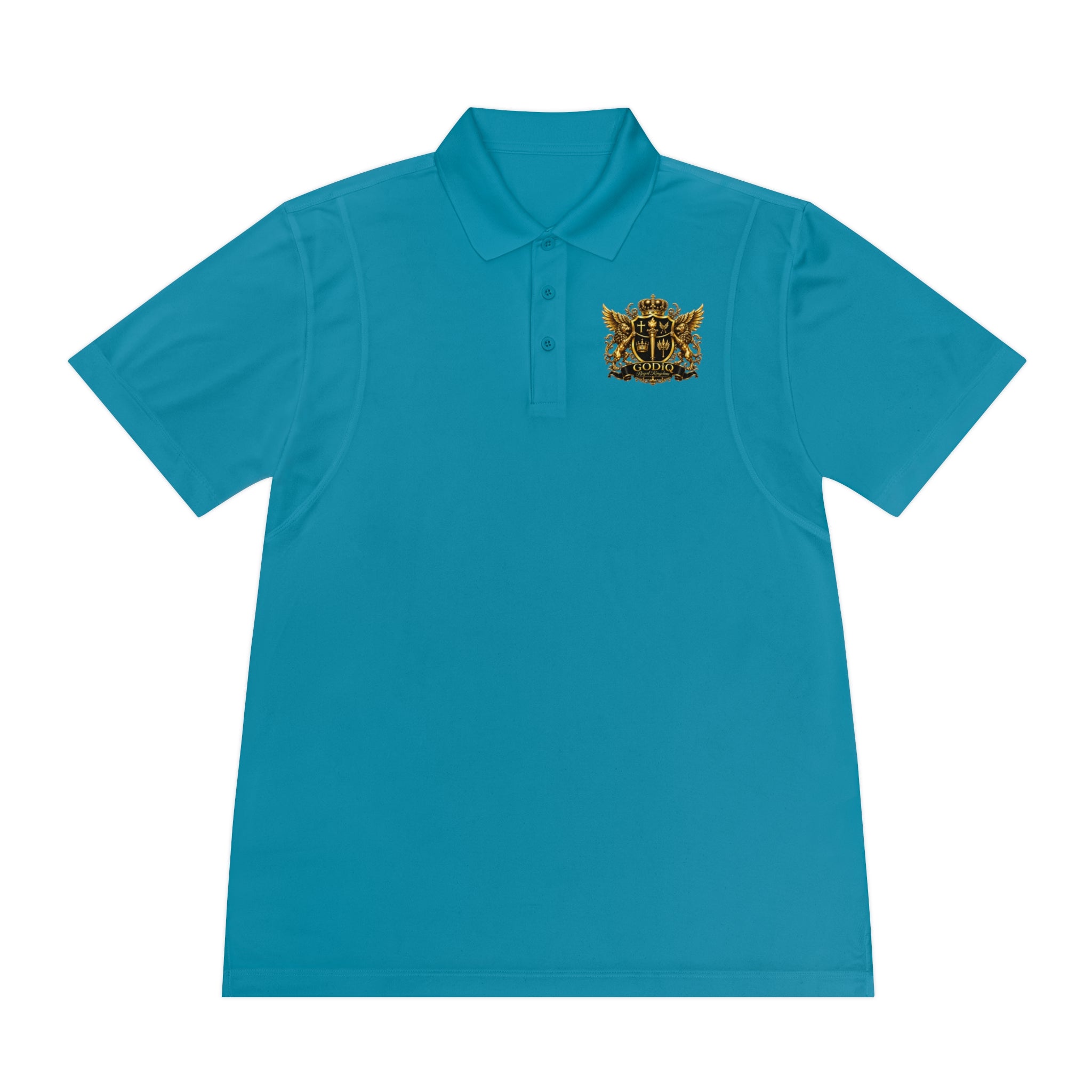 GODiQ Royal Kingdom™ Psalm 91 Men's Performance Polo – Premium Christian Golf Shirt | Luxury Gold Scripture Polo | Moisture-Wicking Faith Apparel