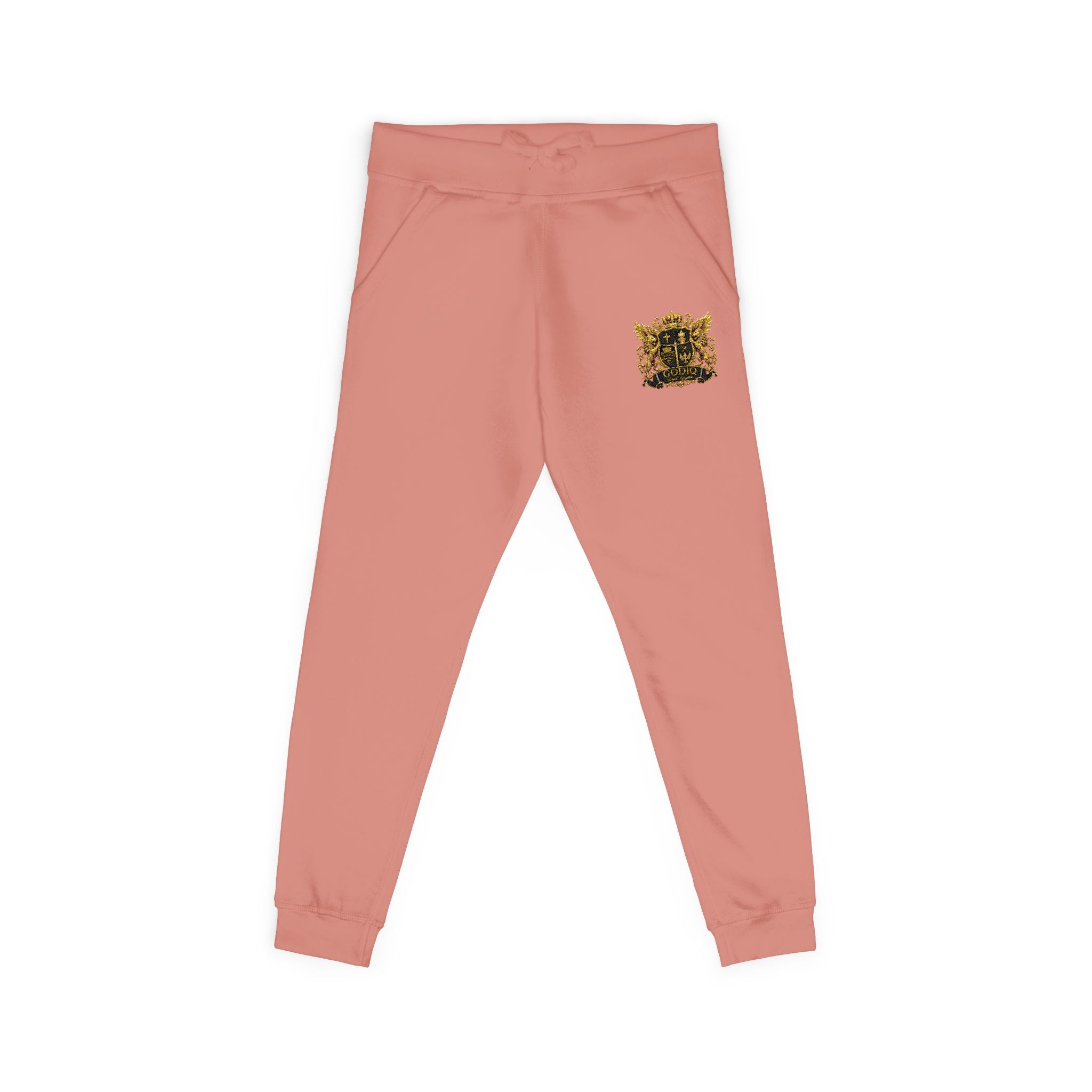 GODiQ Royal Kingdom™ CRK Sovereign Crest Embroidered Fleece Joggers – Luxury Christian Sweatpants | Premium Gold Crown Sword Logo | Kingdom Lifestyle Apparel