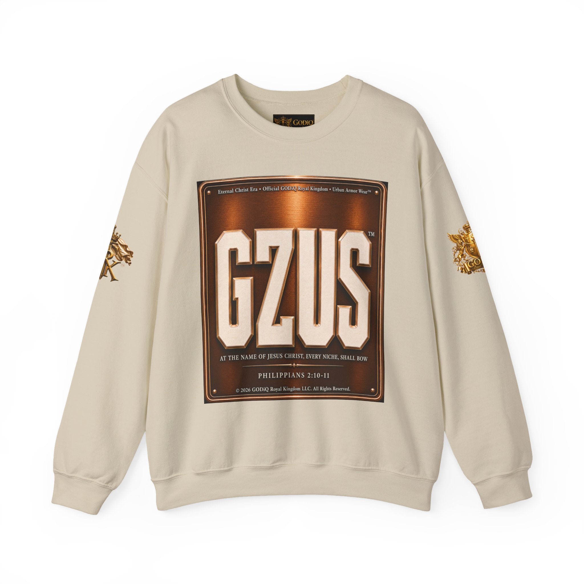GZUS™ Psalm 23 Crewneck Sweatshirt – Luxury Christian Faith Sweatshirt | Jesus Graphic Pullover | Psalm 23 Scripture Sweatshirt | GODiQ Royal Kingdom™ Urban Armor Wear