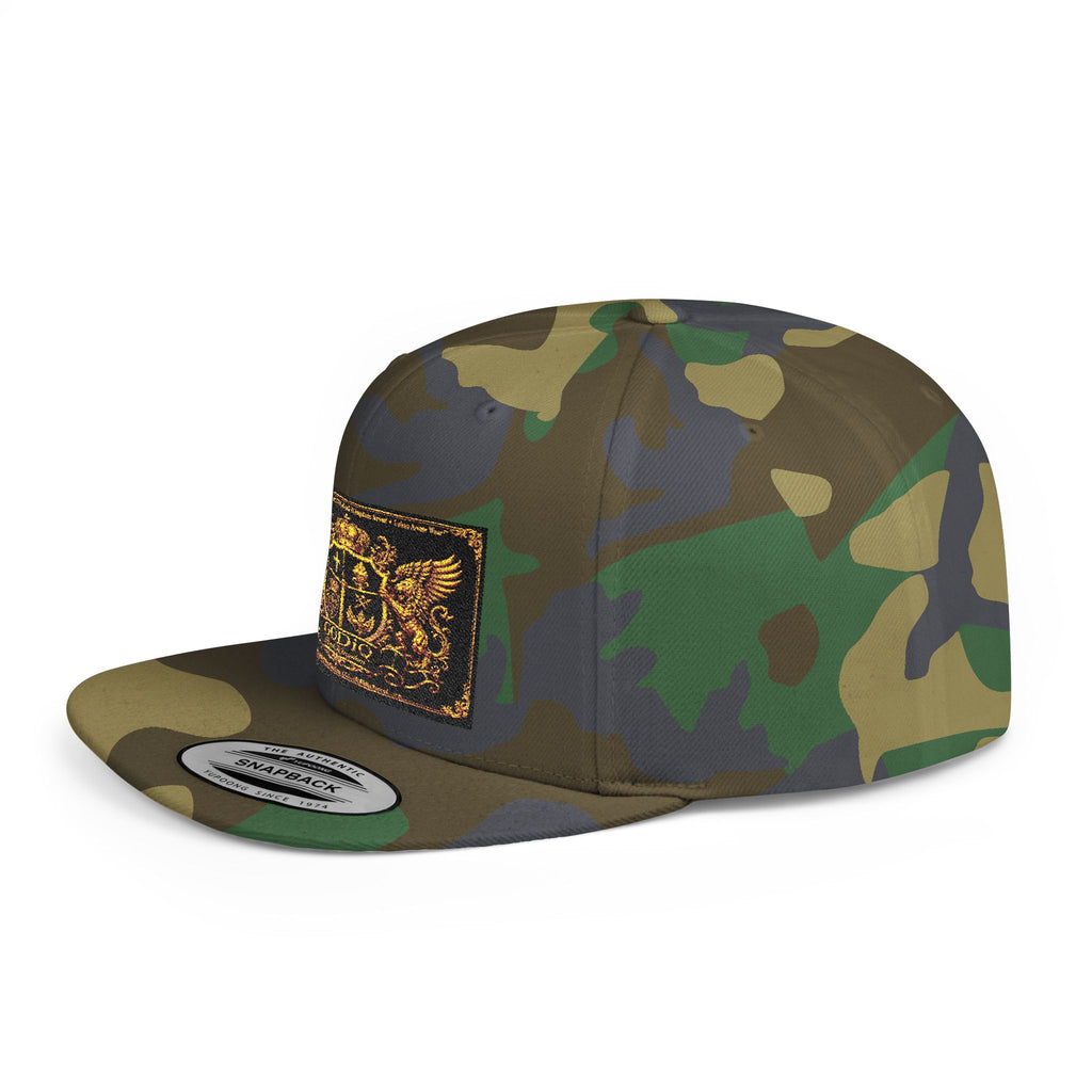 GODiQ™ Royal Kingdom Gold Crest Snapback Hat – Luxury Christian Heraldic Flat Bill Cap | Urban Armor Wear™ Premium Faith Streetwear | Kingdom Legacy Hat