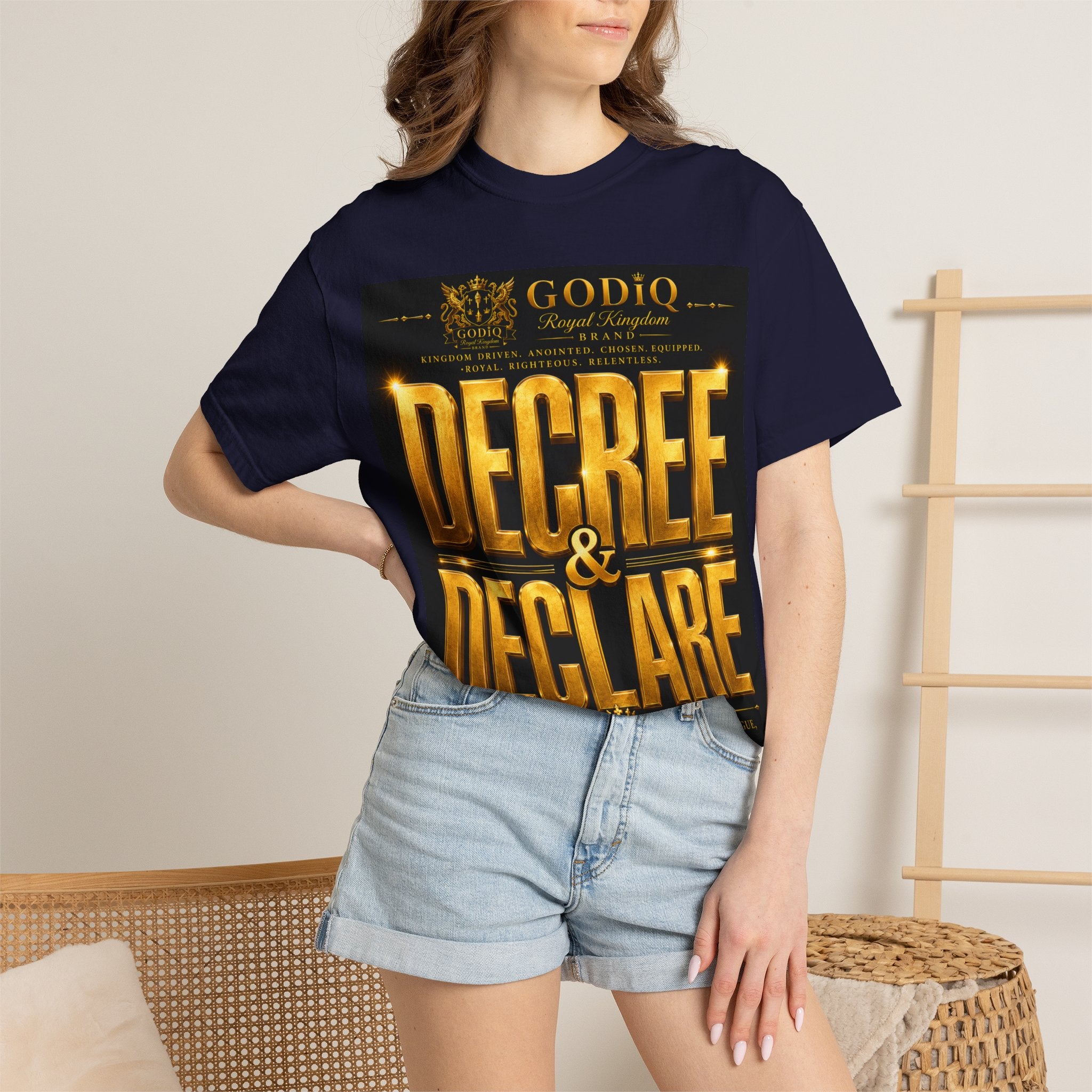 GODiQ Royal Kingdom™ Decree & Declare Christian T-Shirt – Premium Inspirational Faith Tee | "I Am Delivered, Healed, Renewed" Scripture Apparel | Comfort Colors 1717