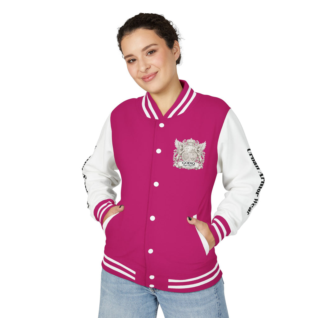 GODiQ Royal Kingdom™ Crest Letterman Jacket – Luxury Christian Varsity Jacket | Premium Heritage Streetwear | Urban Armor Wear™ Collegiate Bomber Coat