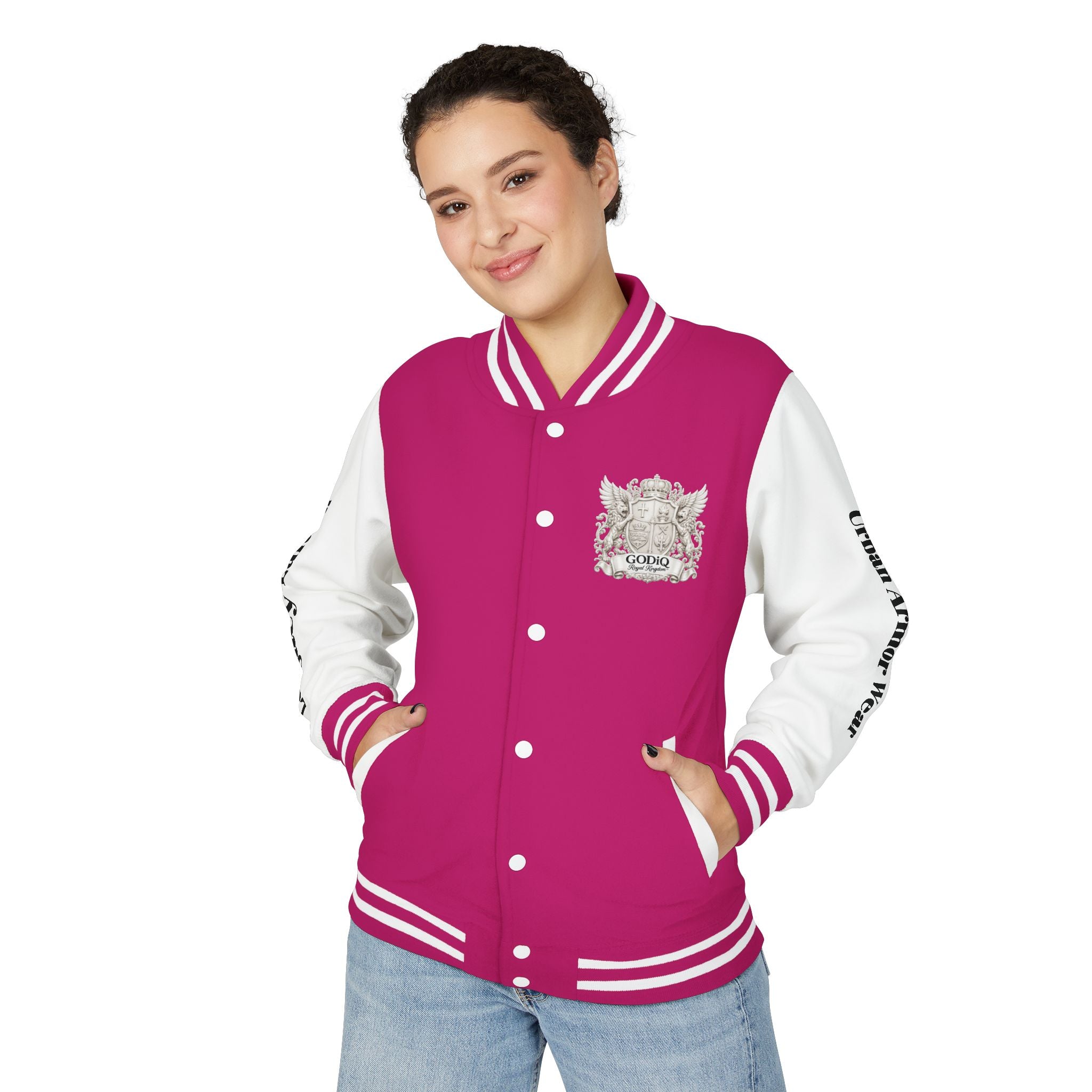 GODiQ Royal Kingdom™ Crest Letterman Jacket – Luxury Christian Varsity Jacket | Premium Heritage Streetwear | Urban Armor Wear™ Collegiate Bomber Coat