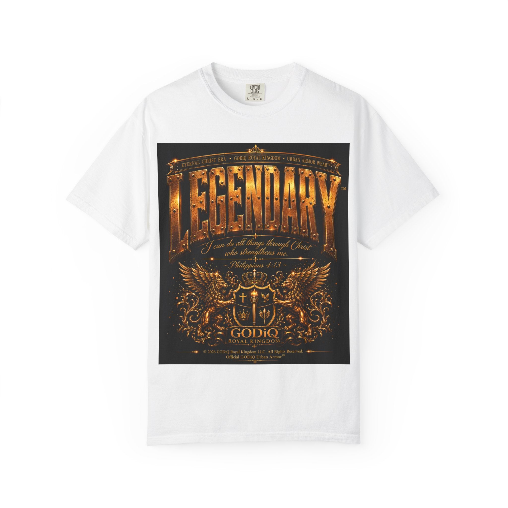 Legendary Impact™ Graphic T-Shirt – Luxury Christian Streetwear | Premium Garment-Dyed Heavyweight Tee | GODiQ Urban Armor™