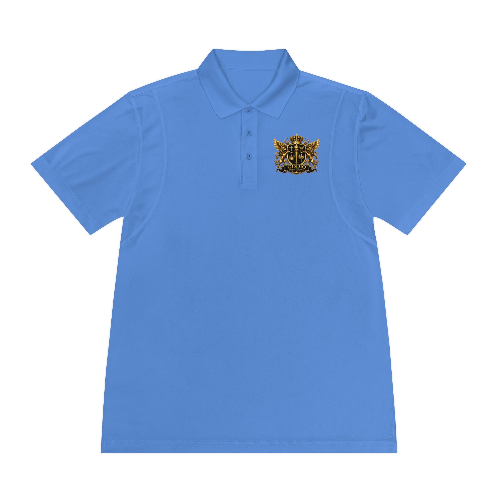 GODiQ Royal Kingdom™ Psalm 91 Men's Performance Polo – Premium Christian Golf Shirt | Luxury Gold Scripture Polo | Moisture-Wicking Faith Apparel
