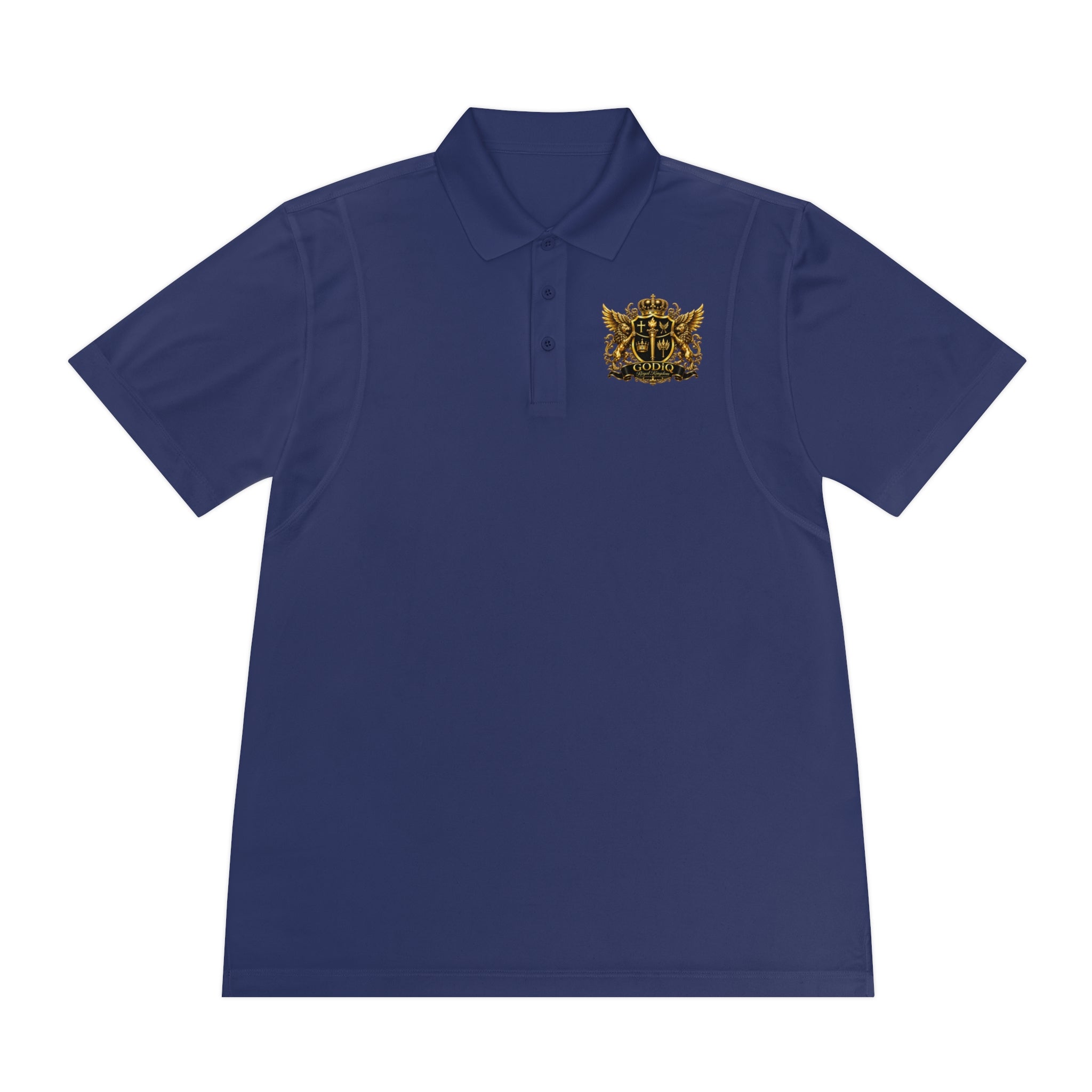 GODiQ Royal Kingdom™ Psalm 91 Men's Performance Polo – Premium Christian Golf Shirt | Luxury Gold Scripture Polo | Moisture-Wicking Faith Apparel