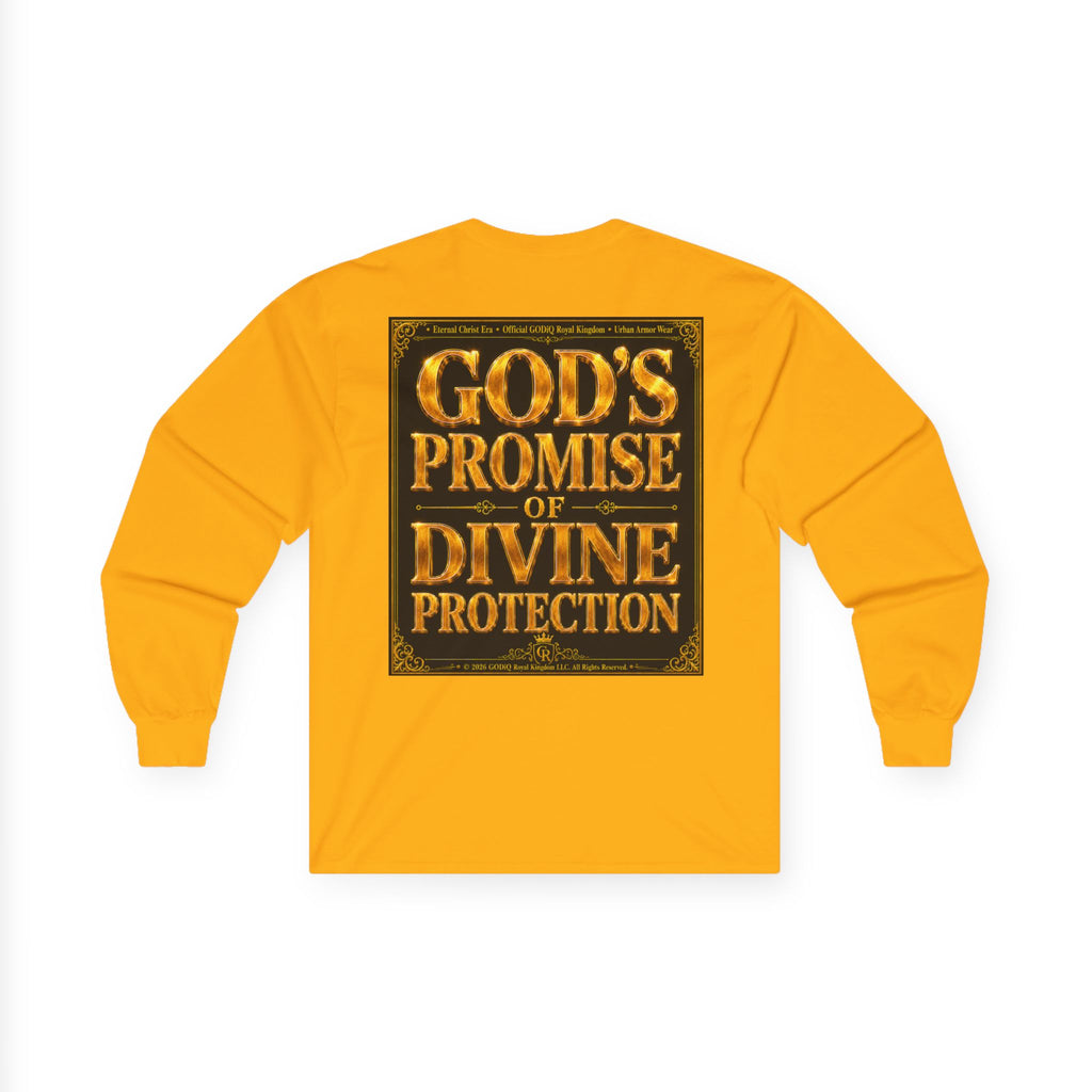 Psalm 91™ Long Sleeve Christian T-Shirt | God's Promise of Divine Protection | Premium Biblical Prayer Shirt | Luxury Faith-Based Scripture Apparel | GODiQ Royal Kingdom™ Urban Armor Wear