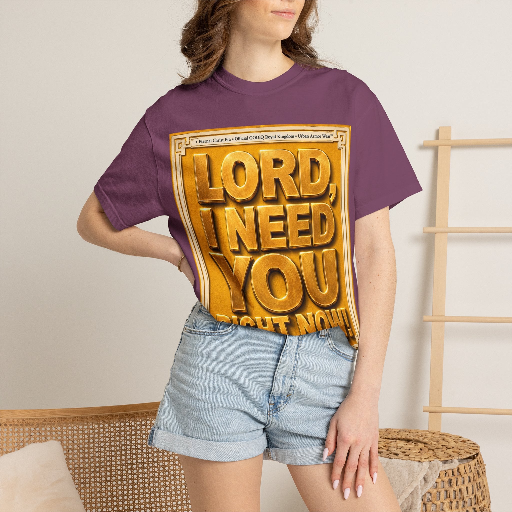 Lord, I Need You Right Now!™ Christian Graphic T-Shirt – Luxury Garment-Dyed Faith Tee | Premium GODiQ Royal Kingdom™ Urban Armor Wear | Comfort Colors® 1717