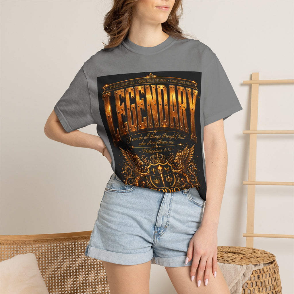 Legendary Impact™ Graphic T-Shirt – Luxury Christian Streetwear | Premium Garment-Dyed Heavyweight Tee | GODiQ Urban Armor™