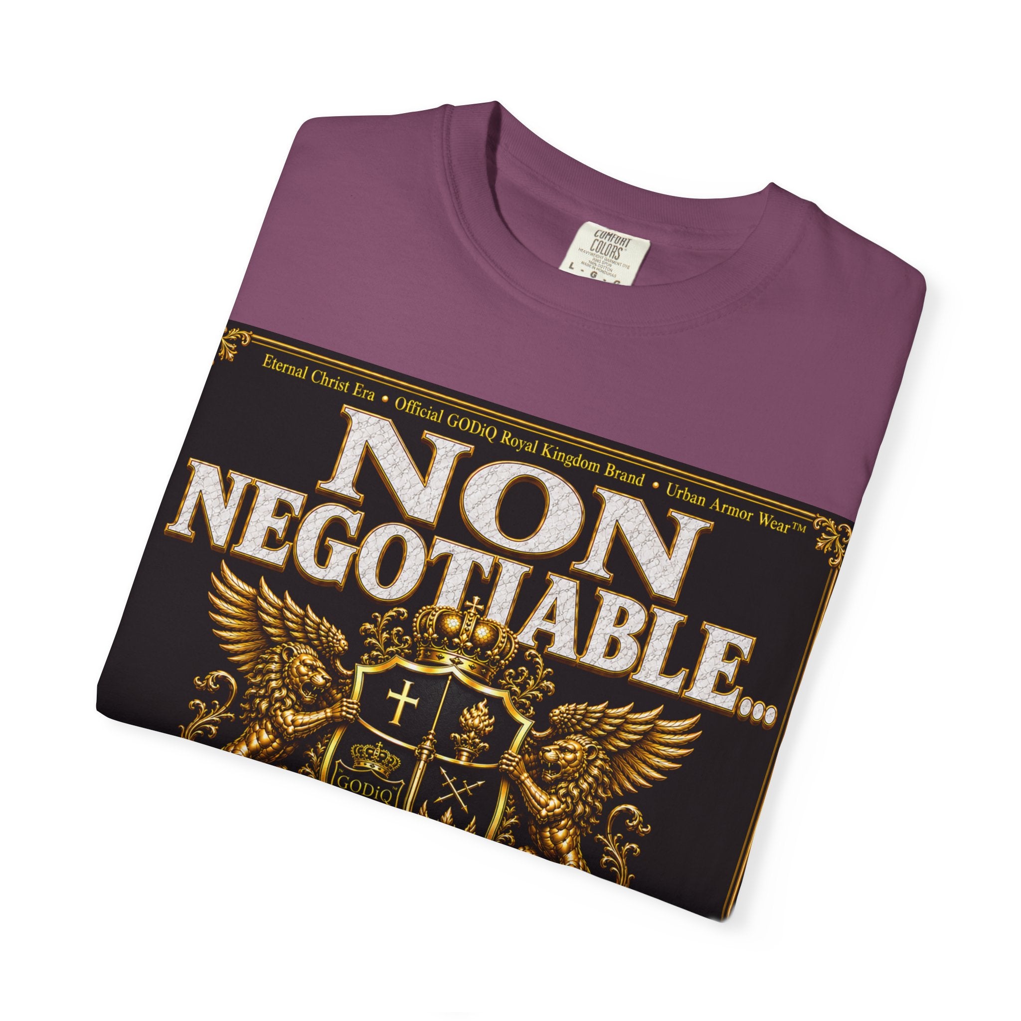 GODiQ™ Royal Kingdom Urban Armor Wear™ "NON NEGOTIABLE™: SOUL SOLD OUT FOR GOD™" Luxury Christian Graphic T-Shirt | Premium Faith Apparel | 24K Gold Heraldic Kingdom Statement Tee