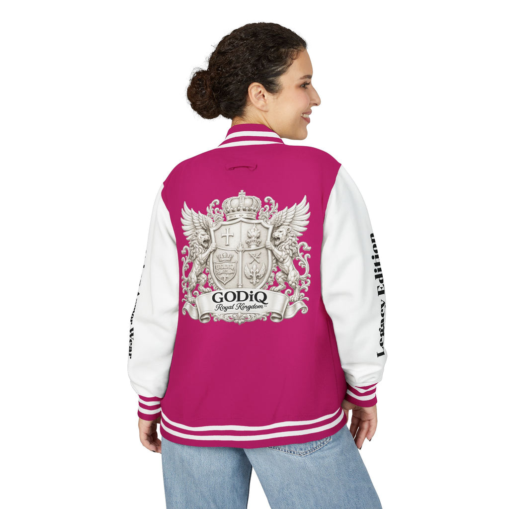GODiQ Royal Kingdom™ Crest Letterman Jacket – Luxury Christian Varsity Jacket | Premium Heritage Streetwear | Urban Armor Wear™ Collegiate Bomber Coat