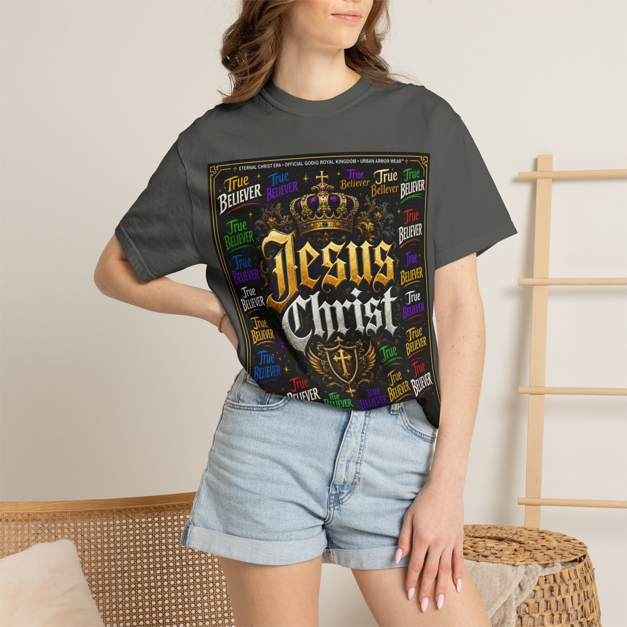 GODiQ Royal Kingdom - Urban Armor Collection - Jesus Christ Crown Graphic T‑Shirt