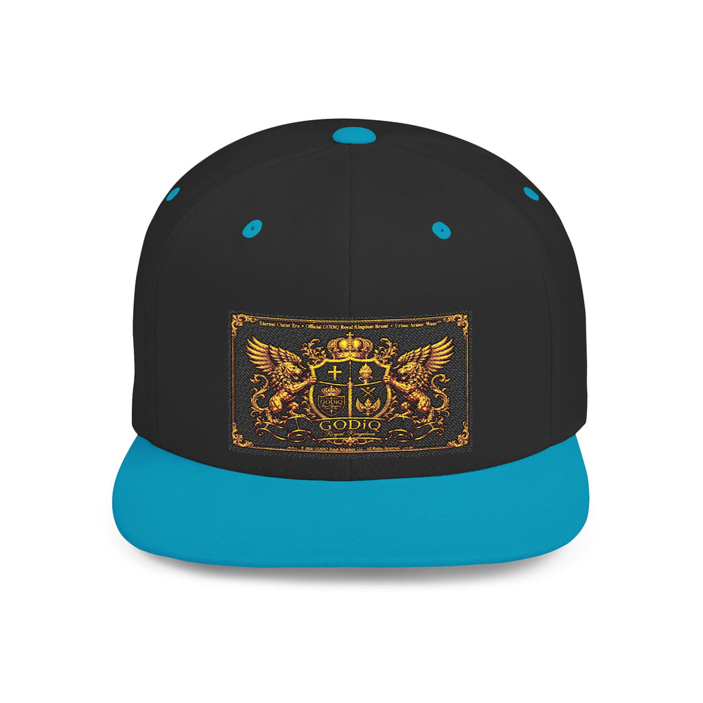 GODiQ™ Royal Kingdom Gold Crest Snapback Hat – Luxury Christian Heraldic Flat Bill Cap | Urban Armor Wear™ Premium Faith Streetwear | Kingdom Legacy Hat