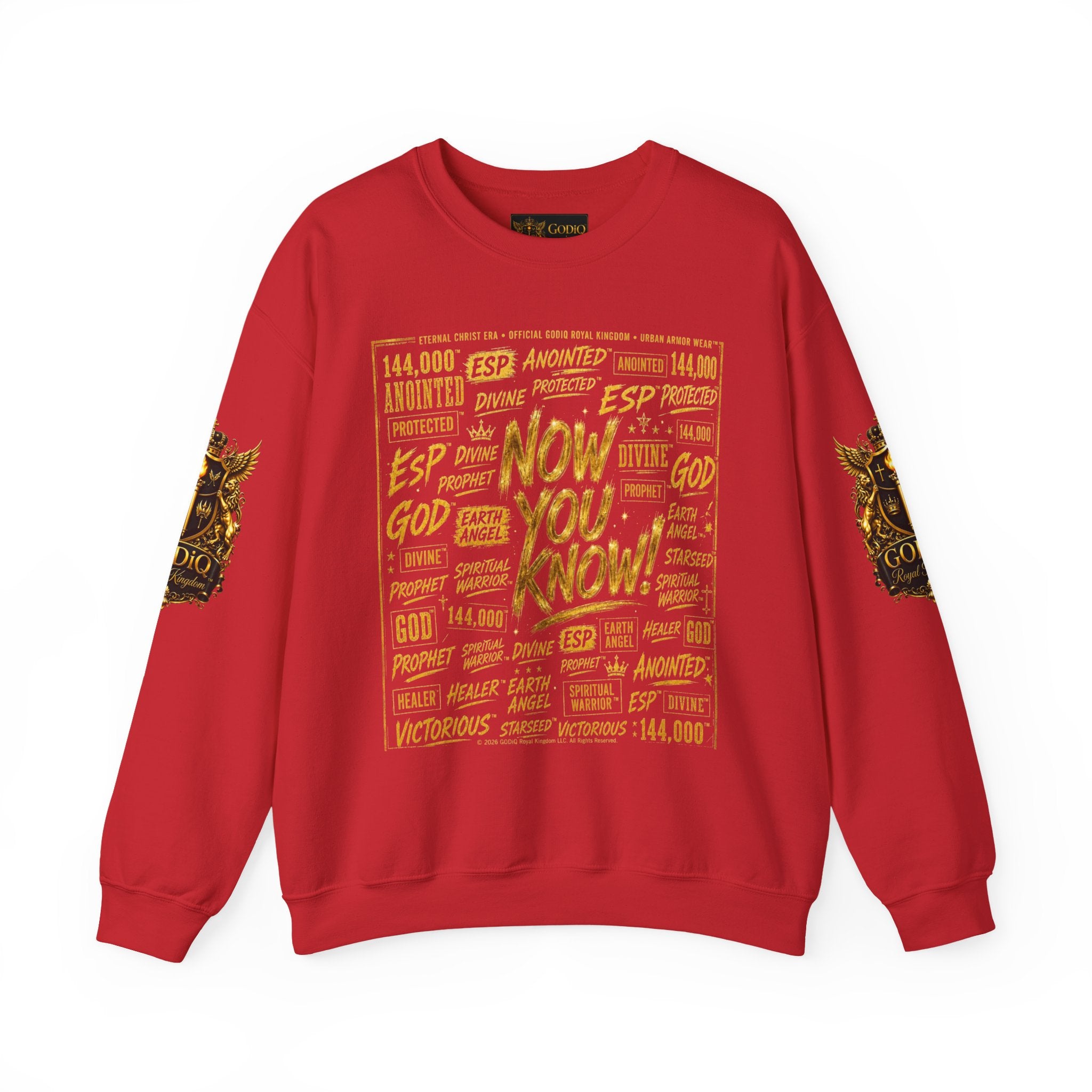 GODiQ Royal Kingdom™ Urban Armor Wear – "Now You Know" 18K Gold Graphic Unisex Crewneck Sweatshirt