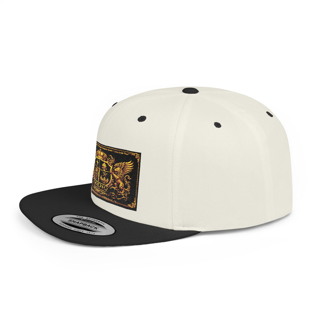 GODiQ™ Royal Kingdom Gold Crest Snapback Hat – Luxury Christian Heraldic Flat Bill Cap | Urban Armor Wear™ Premium Faith Streetwear | Kingdom Legacy Hat