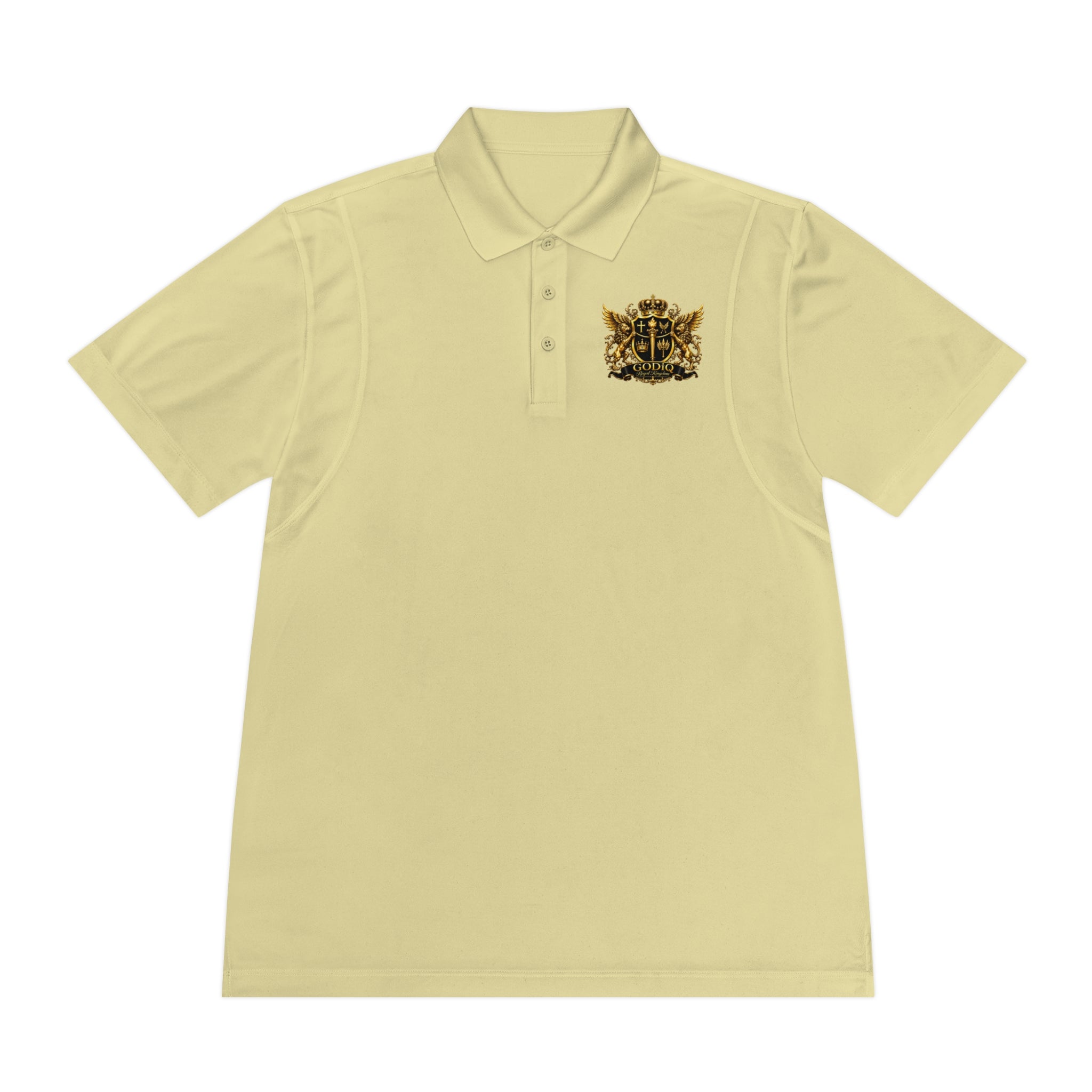 GODiQ Royal Kingdom™ Psalm 91 Men's Performance Polo – Premium Christian Golf Shirt | Luxury Gold Scripture Polo | Moisture-Wicking Faith Apparel