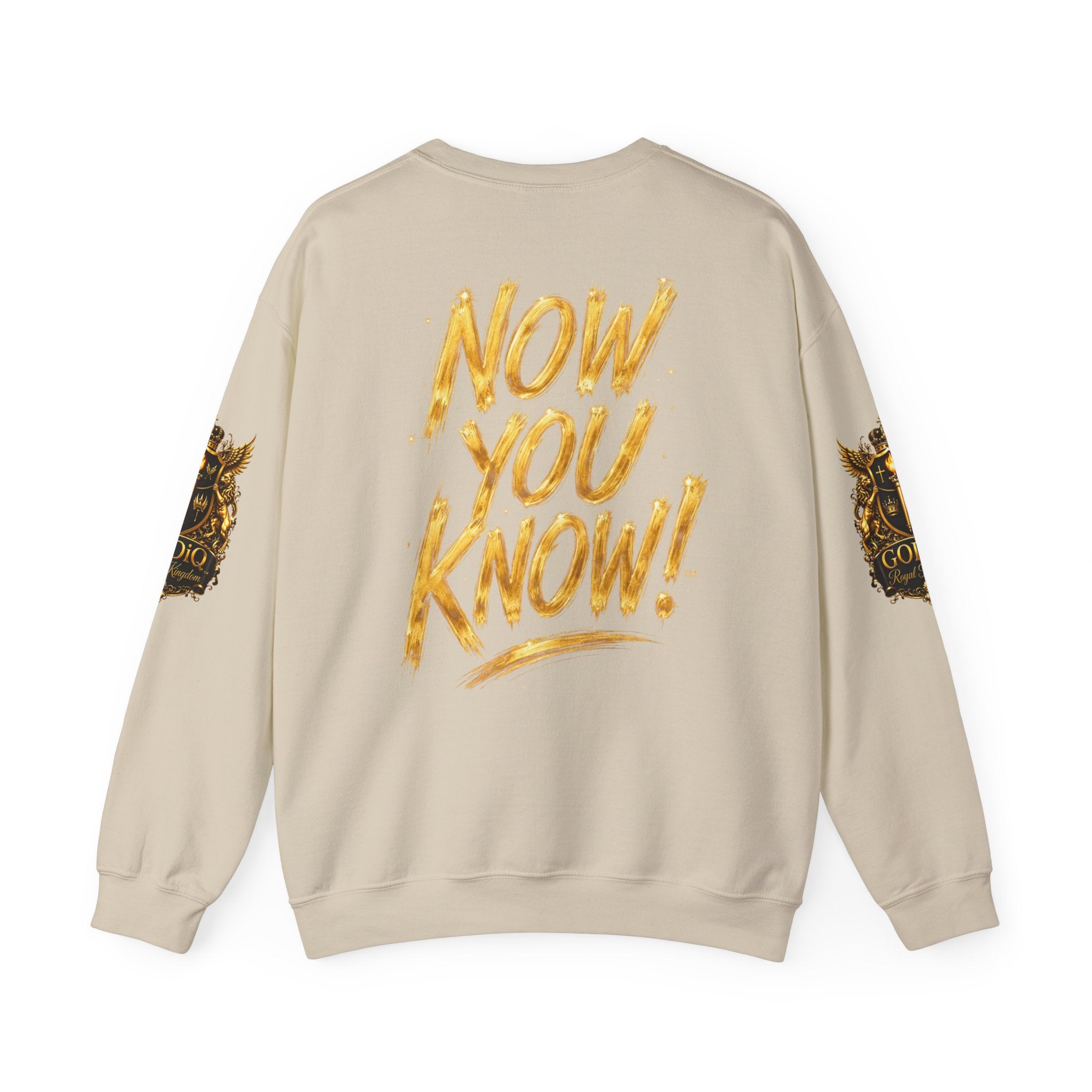 GODiQ Royal Kingdom™ Urban Armor Wear – "Now You Know" 18K Gold Graphic Unisex Crewneck Sweatshirt