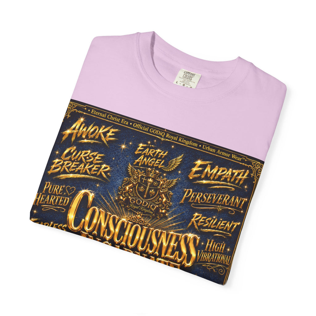 GODiQ Consciousness Incarnate™ Christian Graphic T-Shirt – Luxury Garment-Dyed Faith Apparel | "Awake For All Eternity!" Premium Heavyweight Tee | GODiQ Royal Kingdom™ Urban Armor Wear