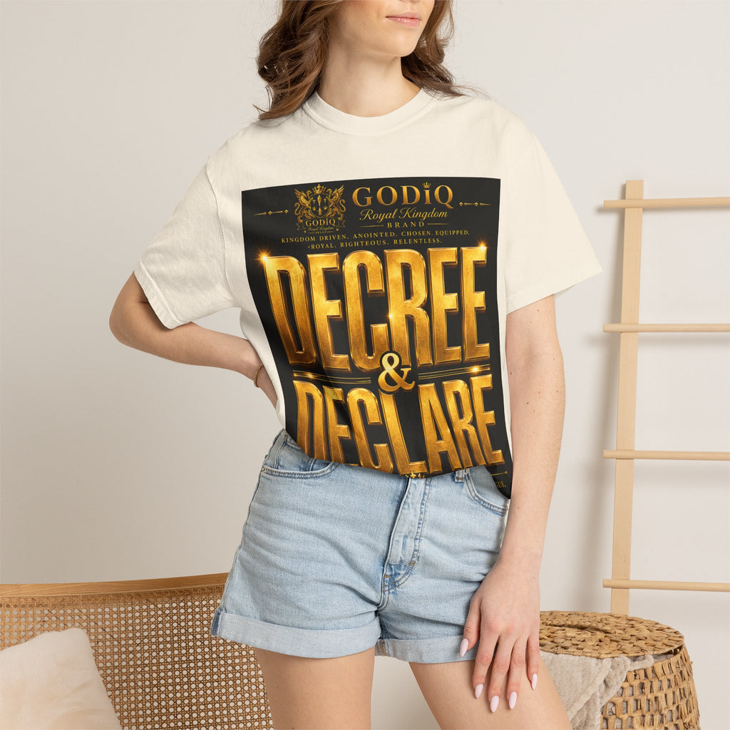 GODiQ Royal Kingdom™ Decree & Declare Christian T-Shirt – Premium Inspirational Faith Tee | "I Am Delivered, Healed, Renewed" Scripture Apparel | Comfort Colors 1717