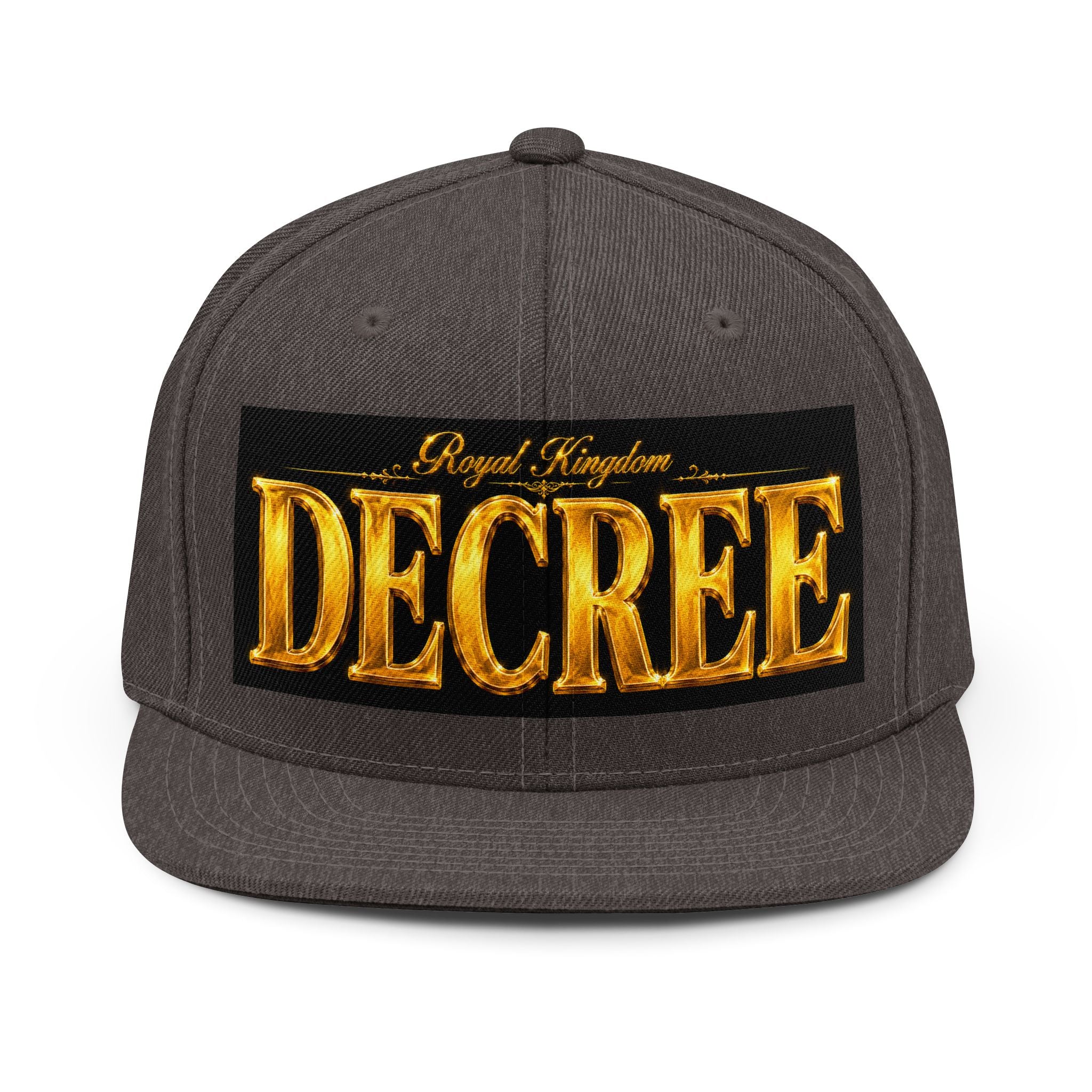 Royal Kingdom™ DE CREE Snapback Hat – Luxury Christian Streetwear Cap | Premium Gold Embroidered Faith Baseball Hat | GODiQ Royal Kingdom™ Urban Armor Wear