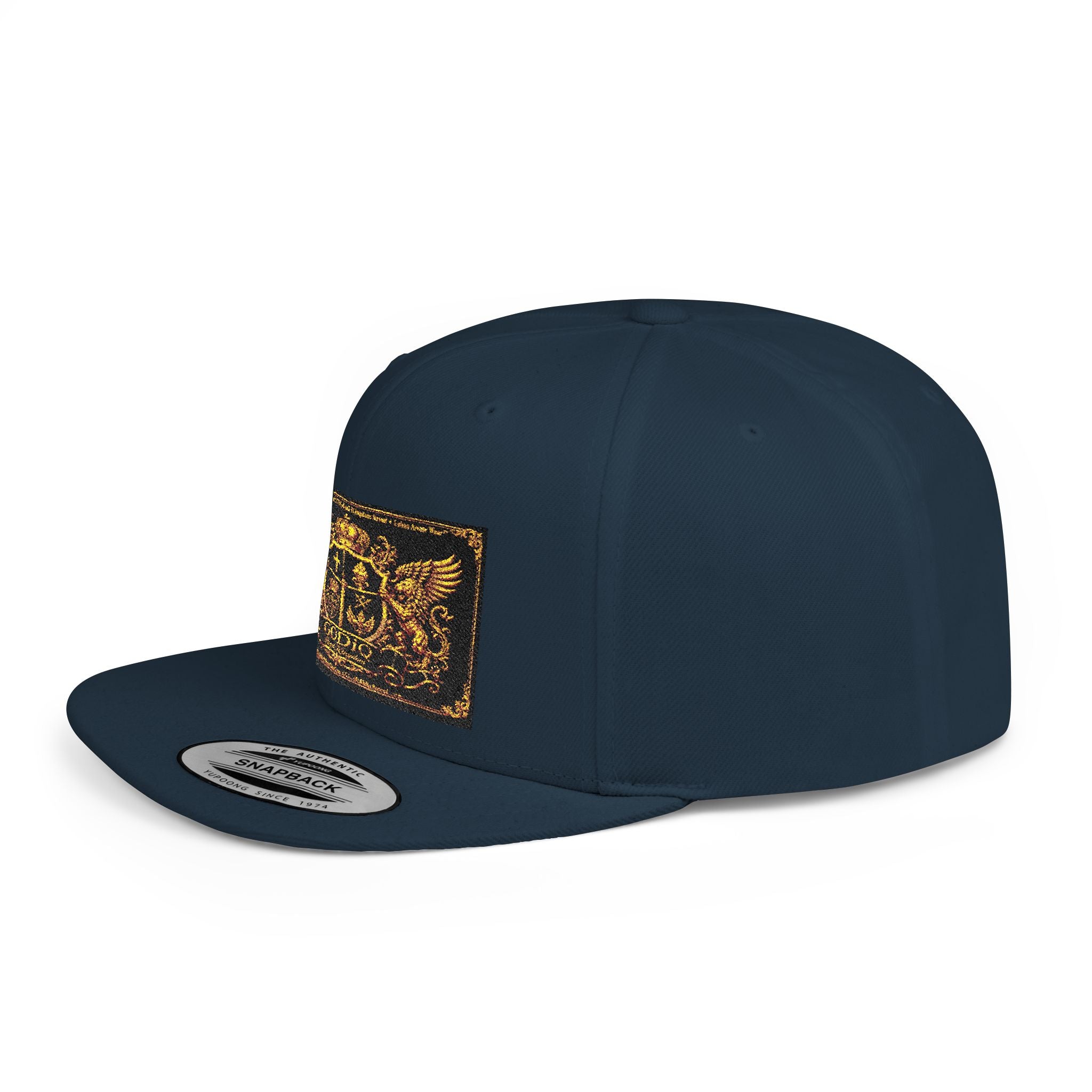 GODiQ™ Royal Kingdom Gold Crest Snapback Hat – Luxury Christian Heraldic Flat Bill Cap | Urban Armor Wear™ Premium Faith Streetwear | Kingdom Legacy Hat